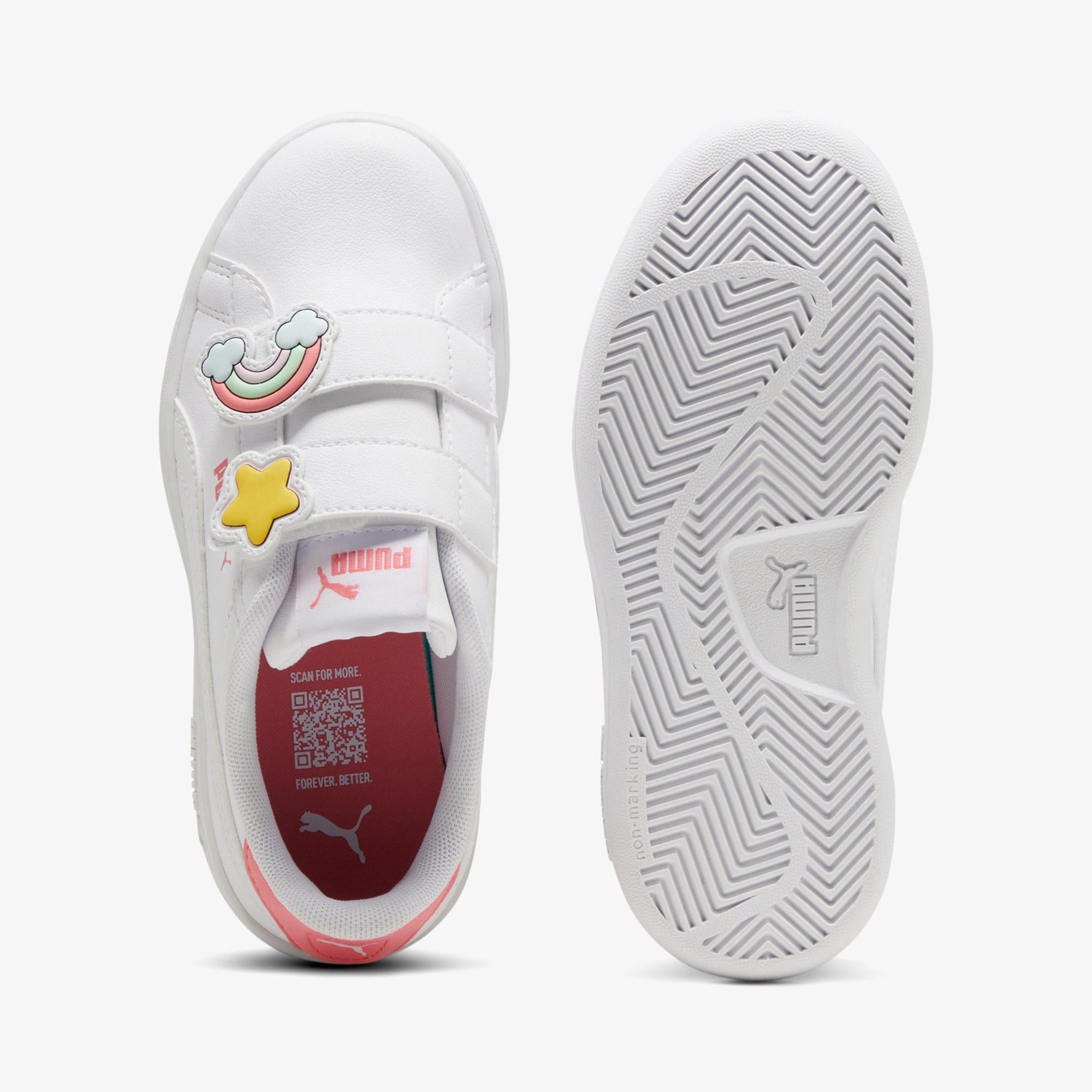 Puma Smash 3.0 Badges V PS Çocuk Beyaz Spor Ayakkabı