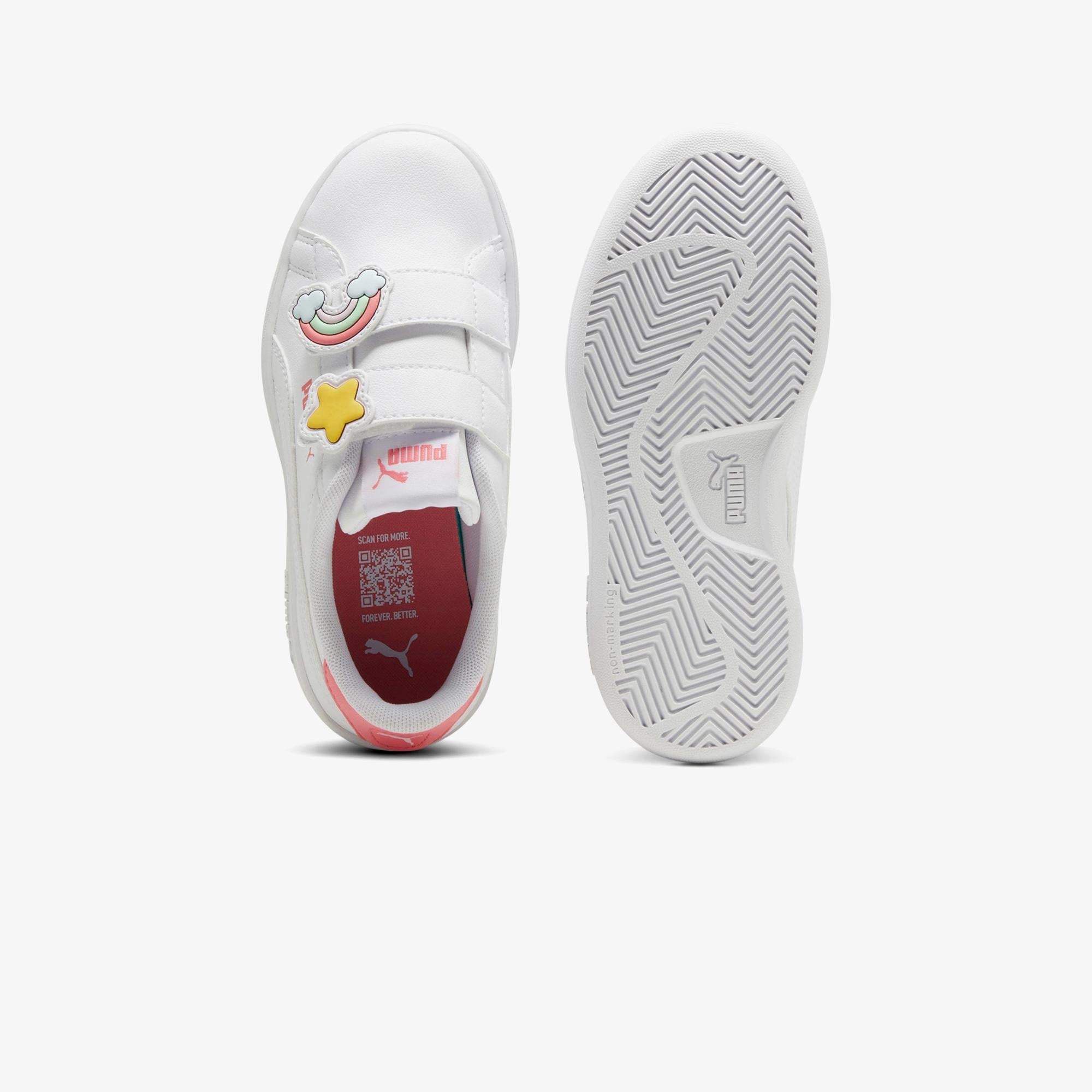 Puma Smash 3.0 Badges V PS Çocuk Beyaz Spor Ayakkabı