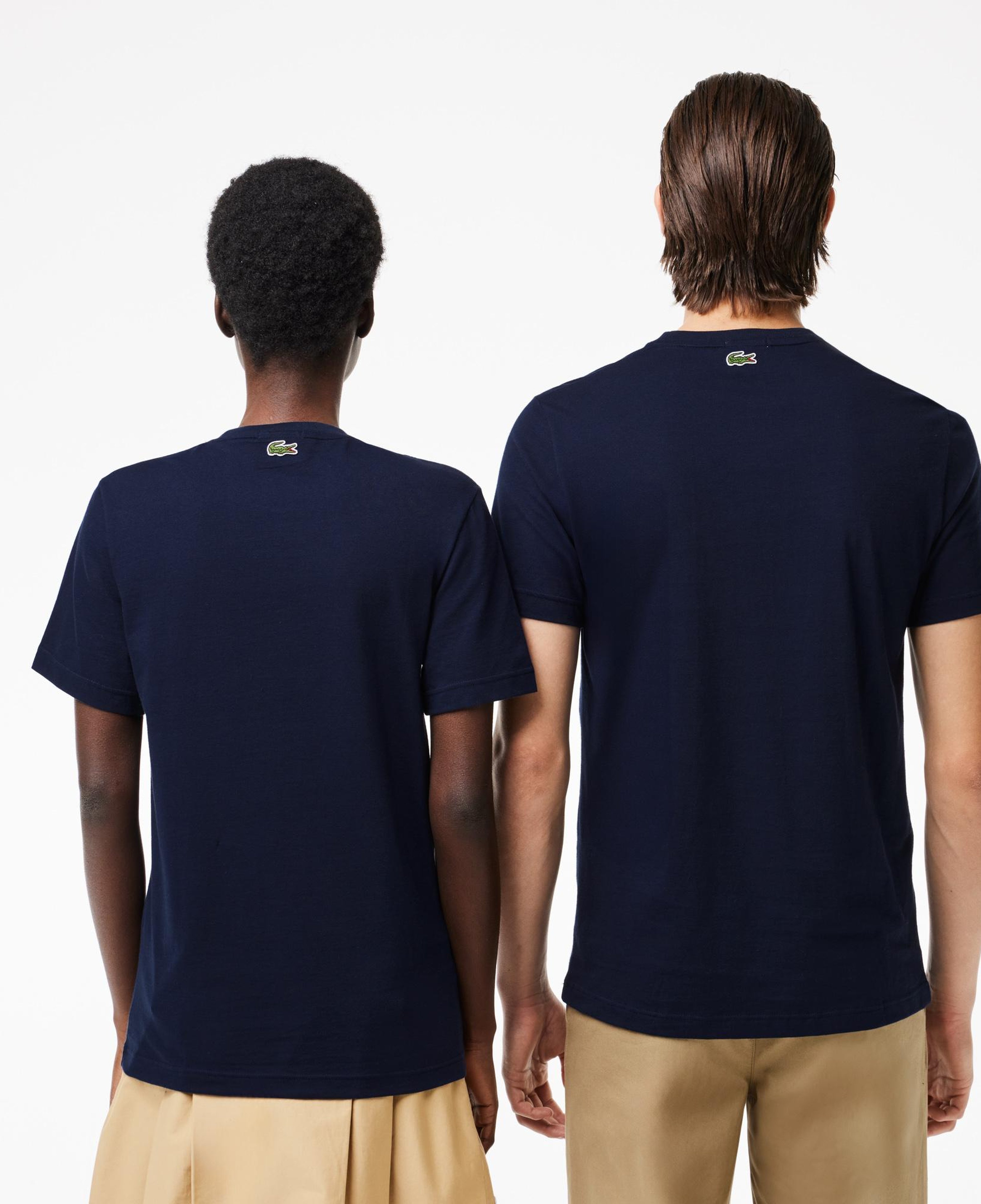 Unisex Regular Fit Bisiklet Yaka Baskılı Lacivert T-Shirt