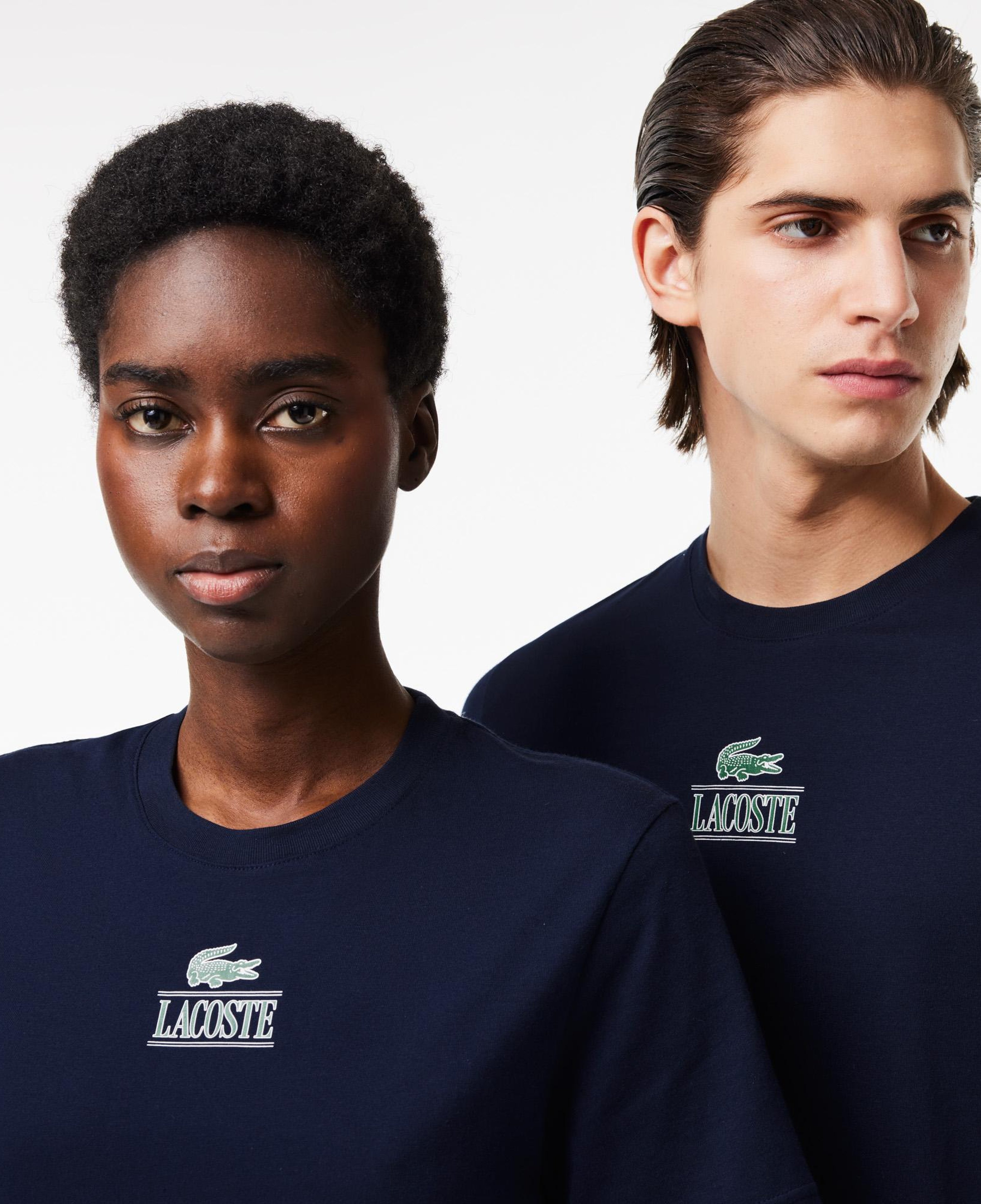 Unisex Regular Fit Bisiklet Yaka Baskılı Lacivert T-Shirt