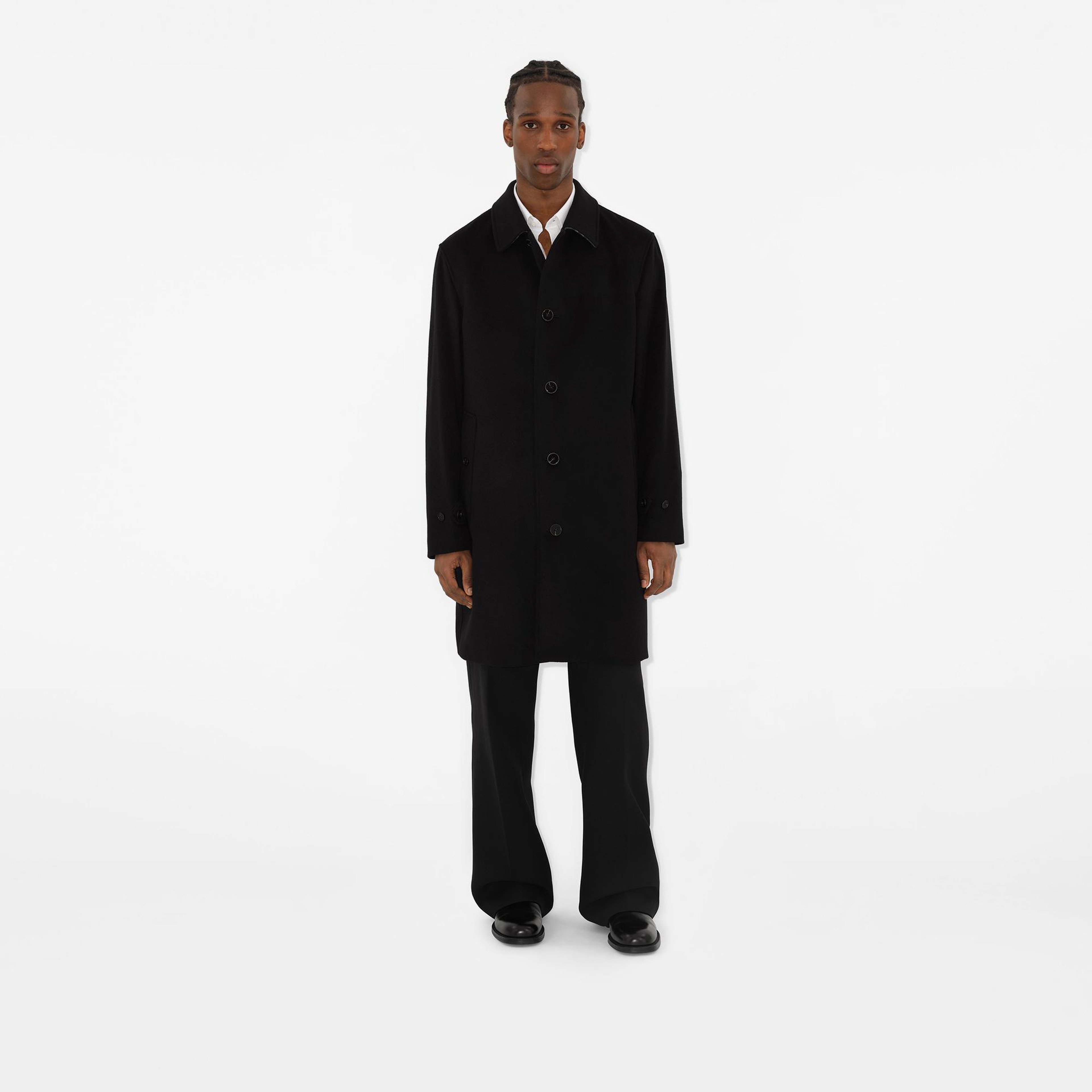 Burberry Paddington Mid-Length Cashmere Blend Paddington Car Erkek Siyah Kaban