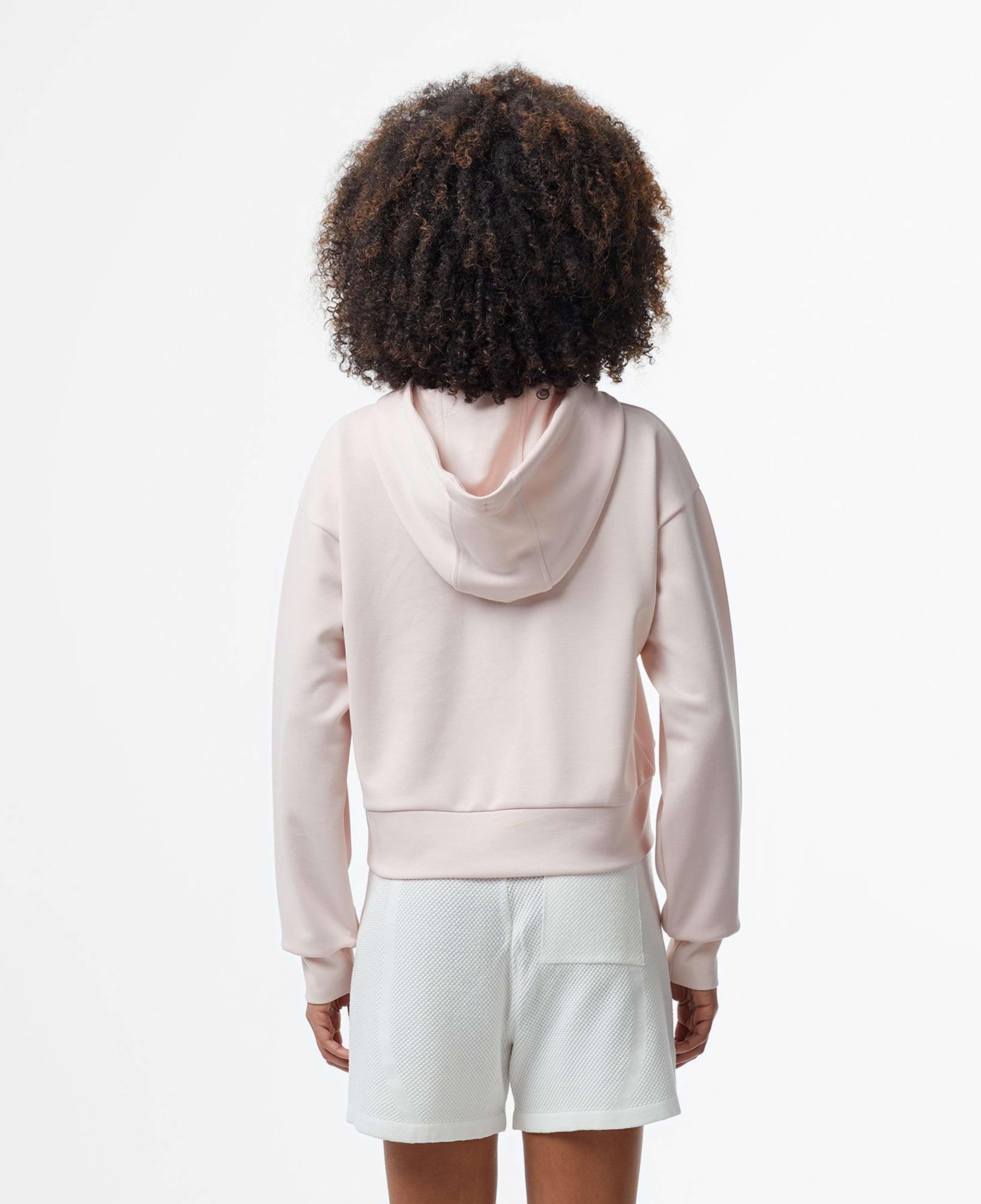 Kadın Relaxed Fit Kapüşonlu Baskılı Açık Pembe Modal Karışımlı Sweatshirt