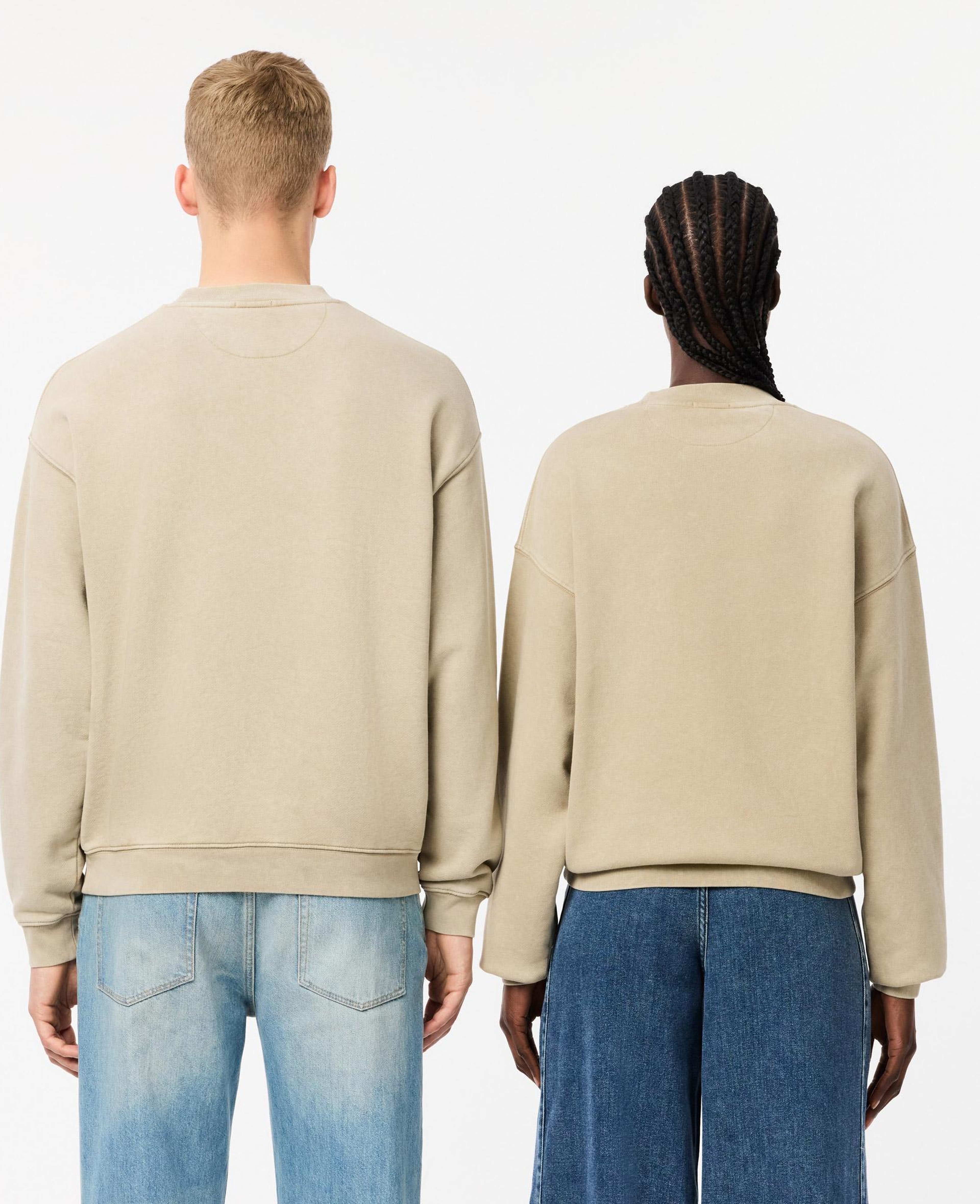 Unisex Loose Fit Bisiklet Yaka Bej Sweatshirt