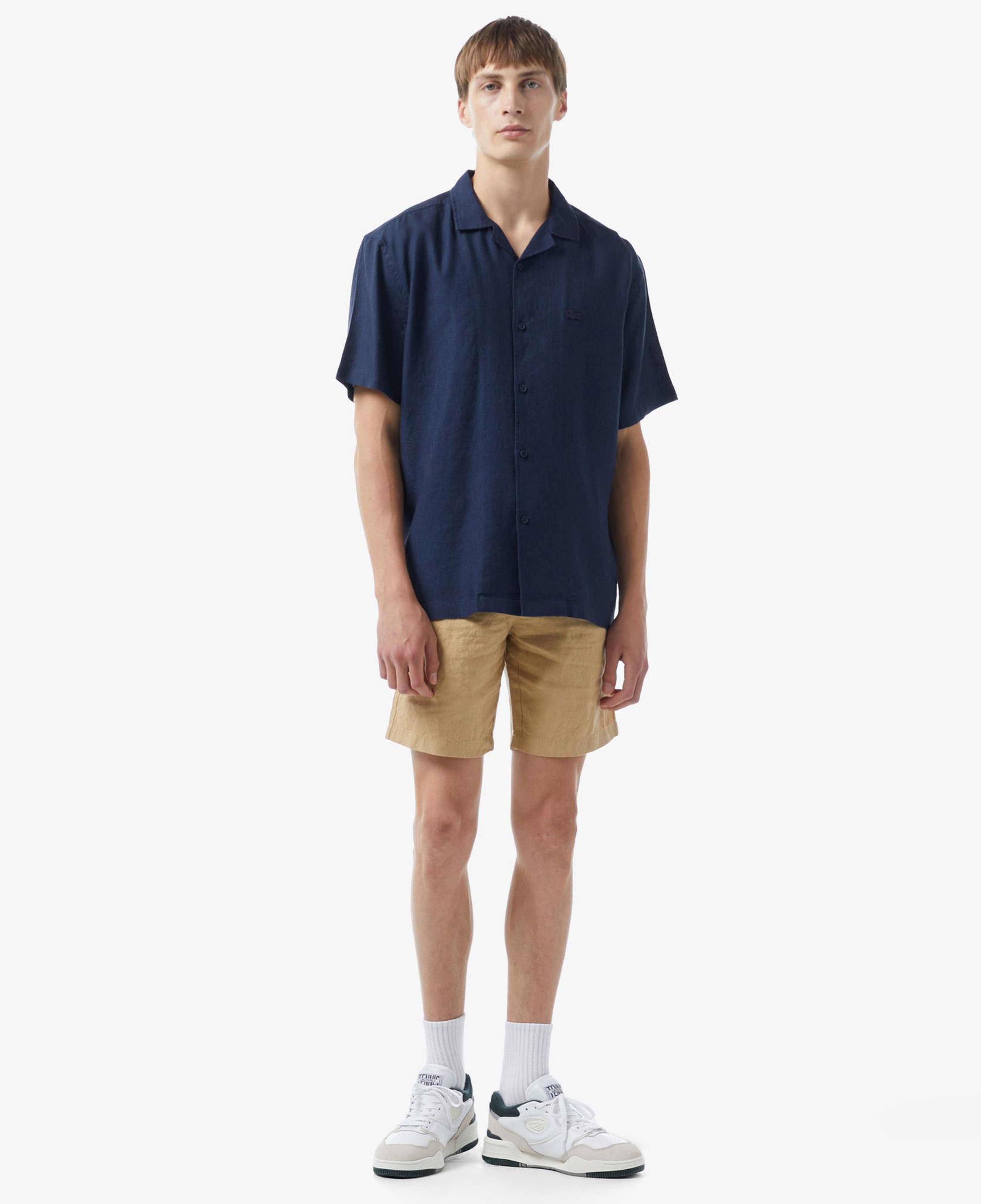 Erkek Relaxed Fit Kısa Kollu Lacivert Gömlek