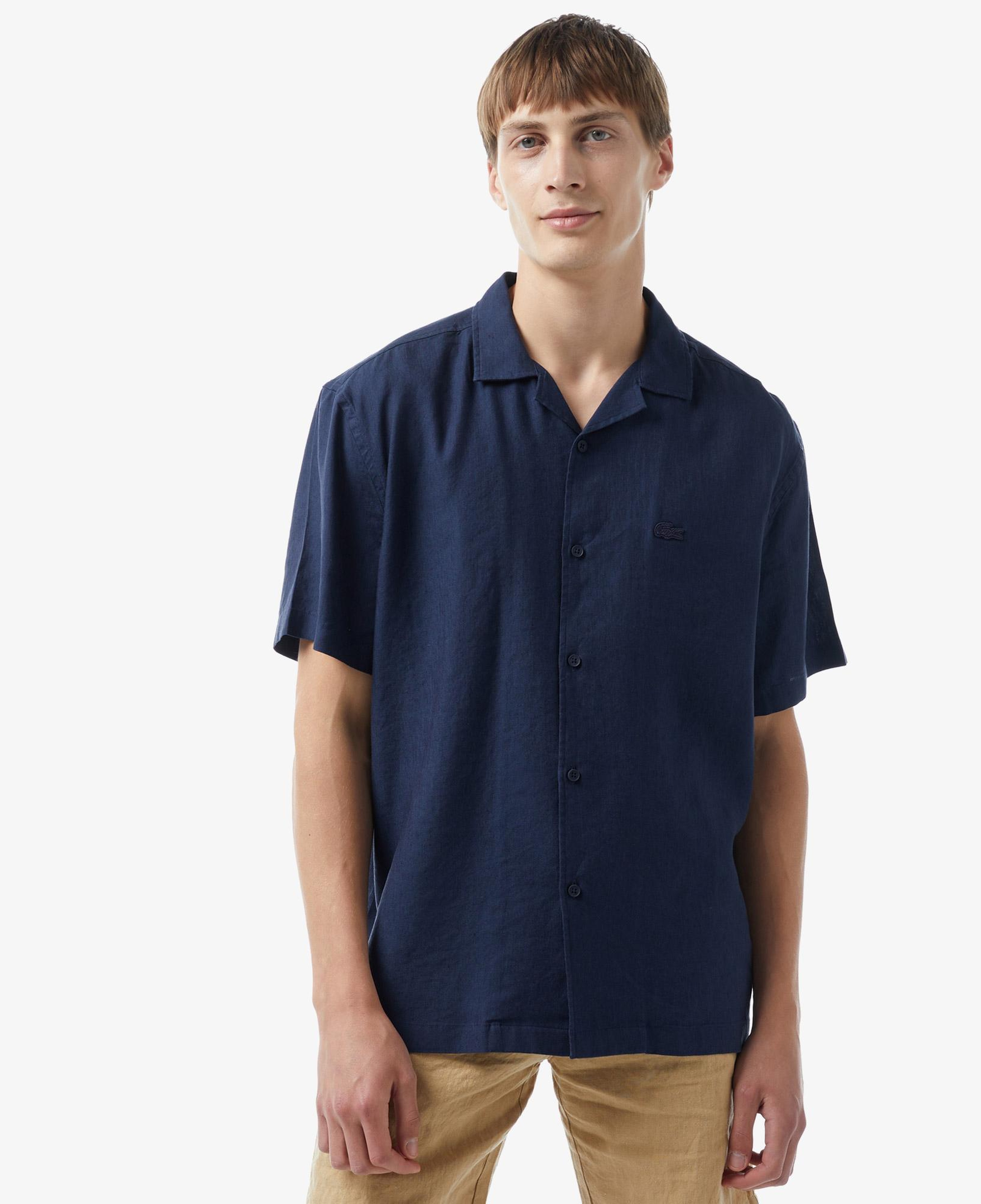Erkek Relaxed Fit Kısa Kollu Lacivert Gömlek