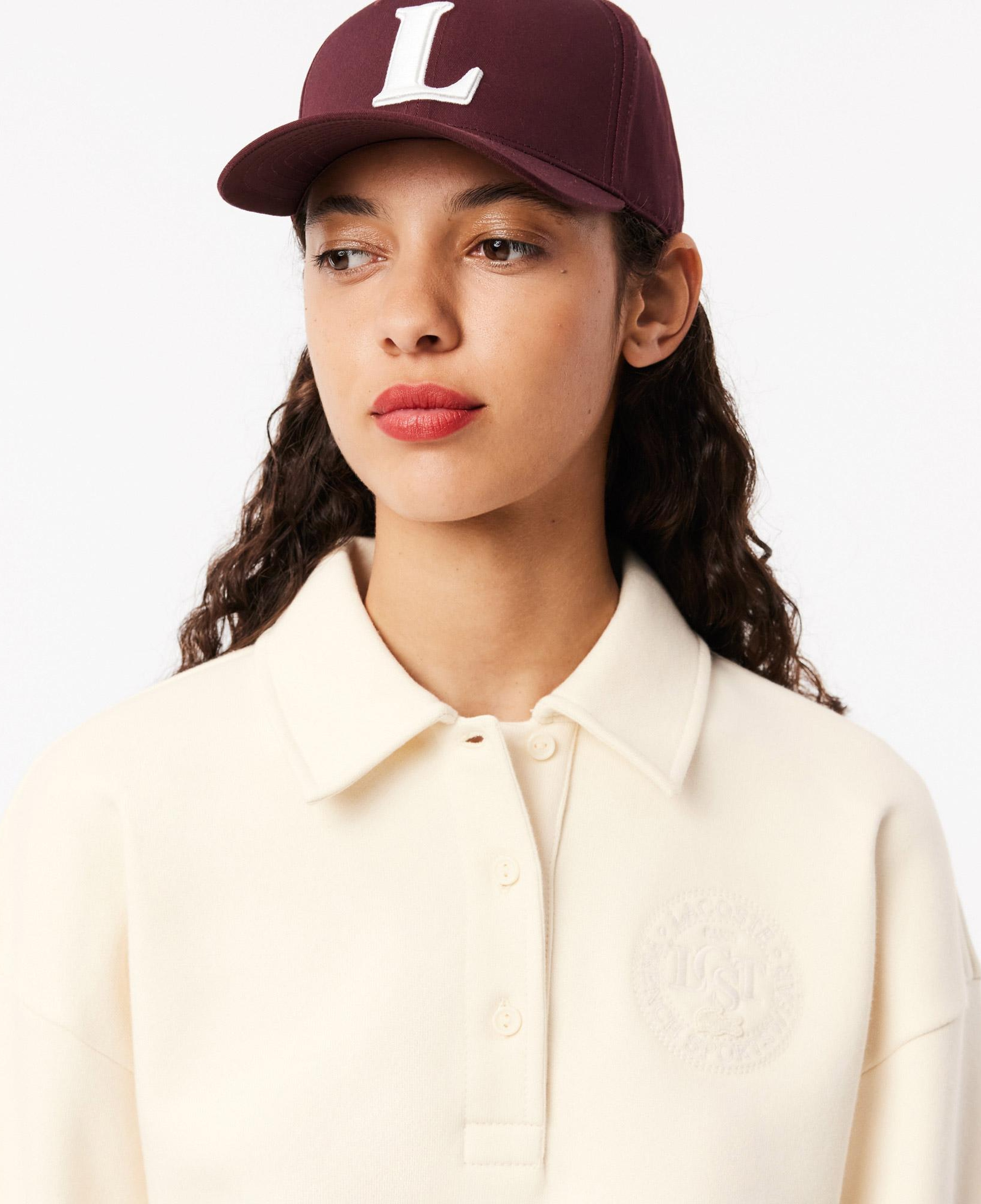 Kadın Relaxed Fit Polo Yaka Krem Sweatshirt