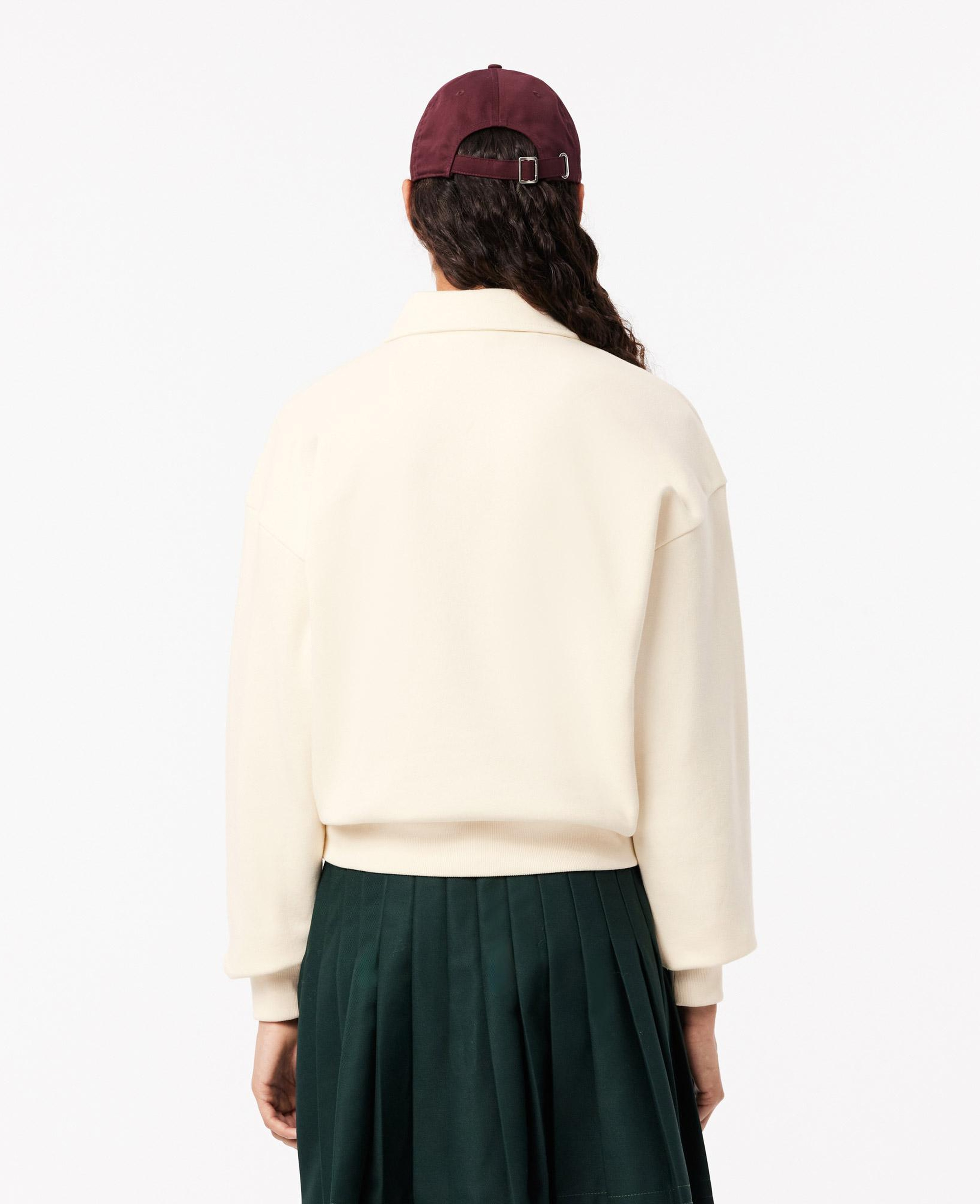 Kadın Relaxed Fit Polo Yaka Krem Sweatshirt