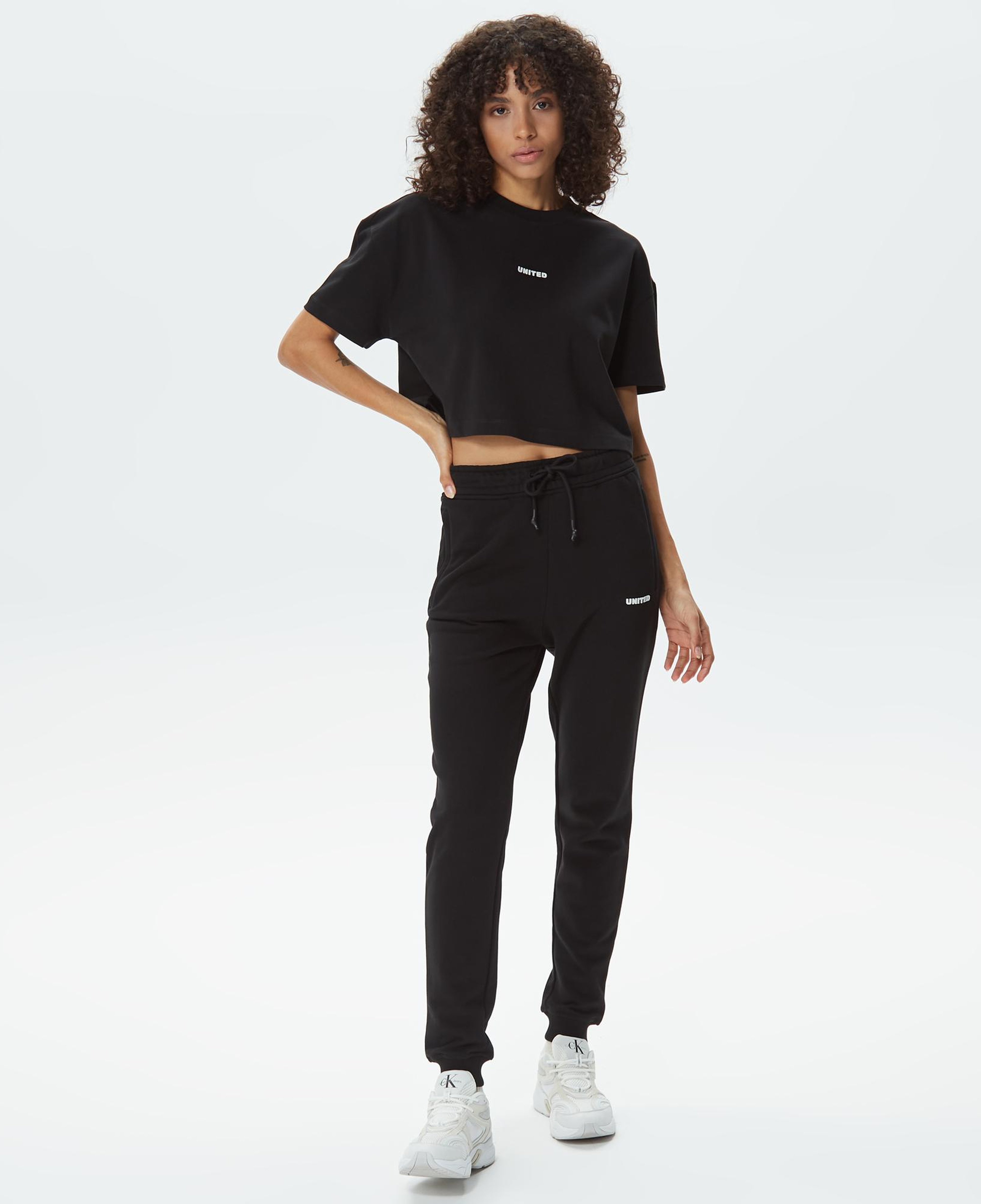 UNITED4 Classic Kadın Siyah Crop T-Shirt