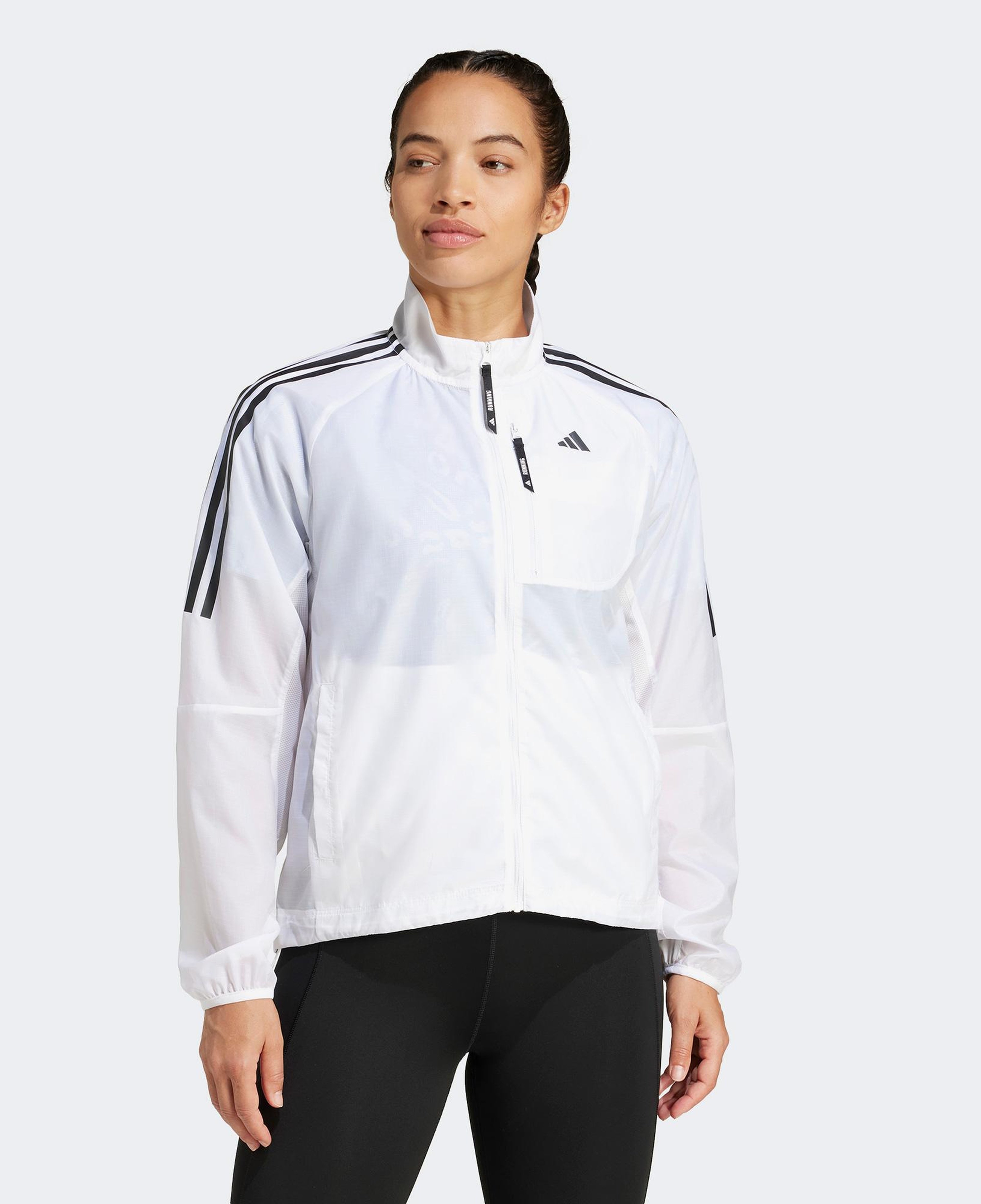 adidas Own The Run 3 Stripes Packable Kadın Beyaz Ceket