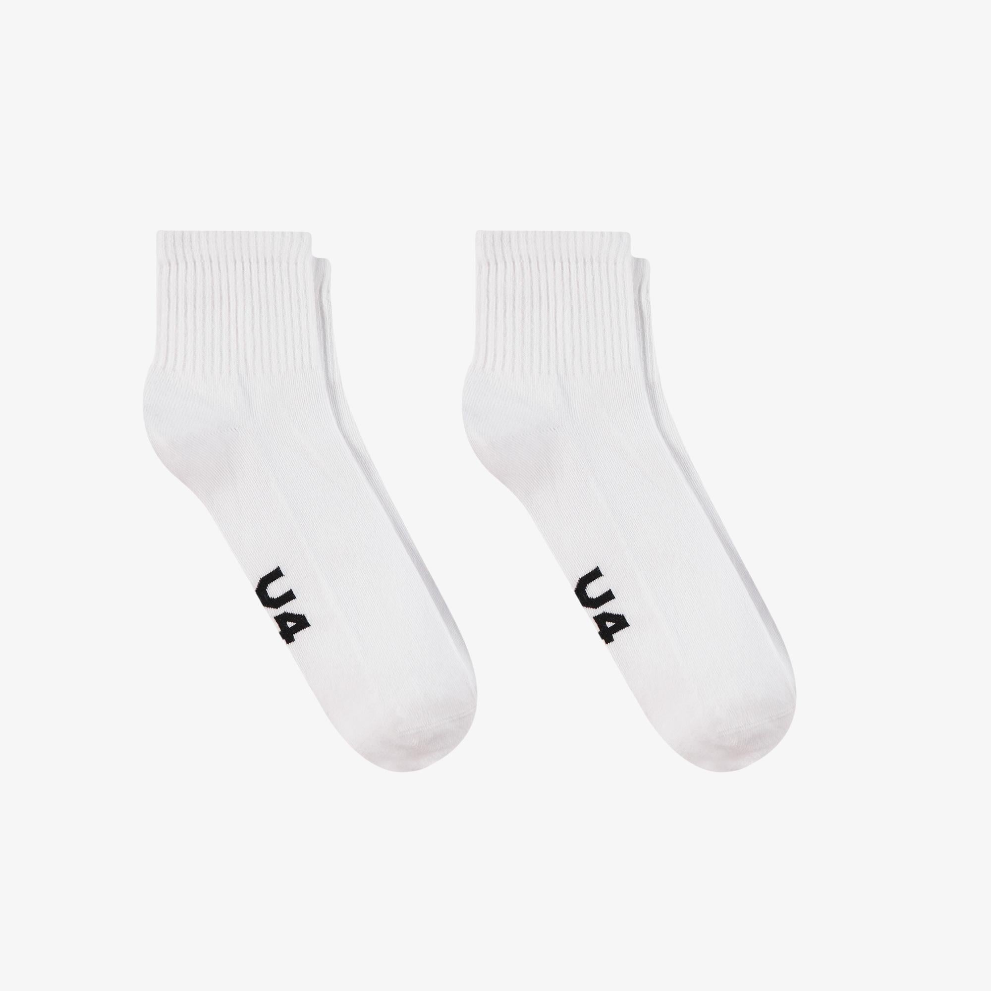 UNITED4 Unisex 2'li Beyaz Soket Çorap