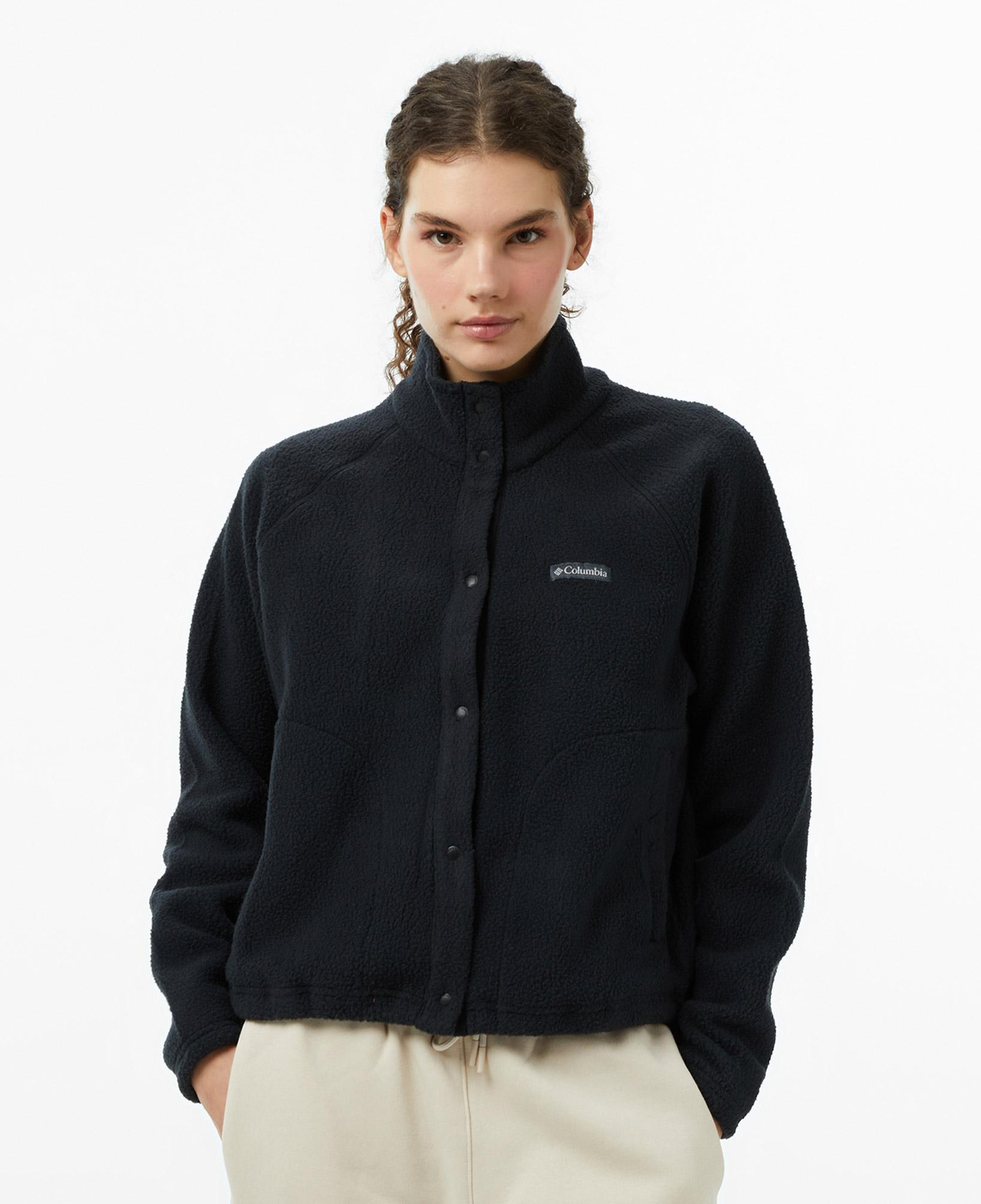 Columbia Jasper Ridge Pebbled Fleece Full Snap Kadın Siyah Outdoor Sweatshirt