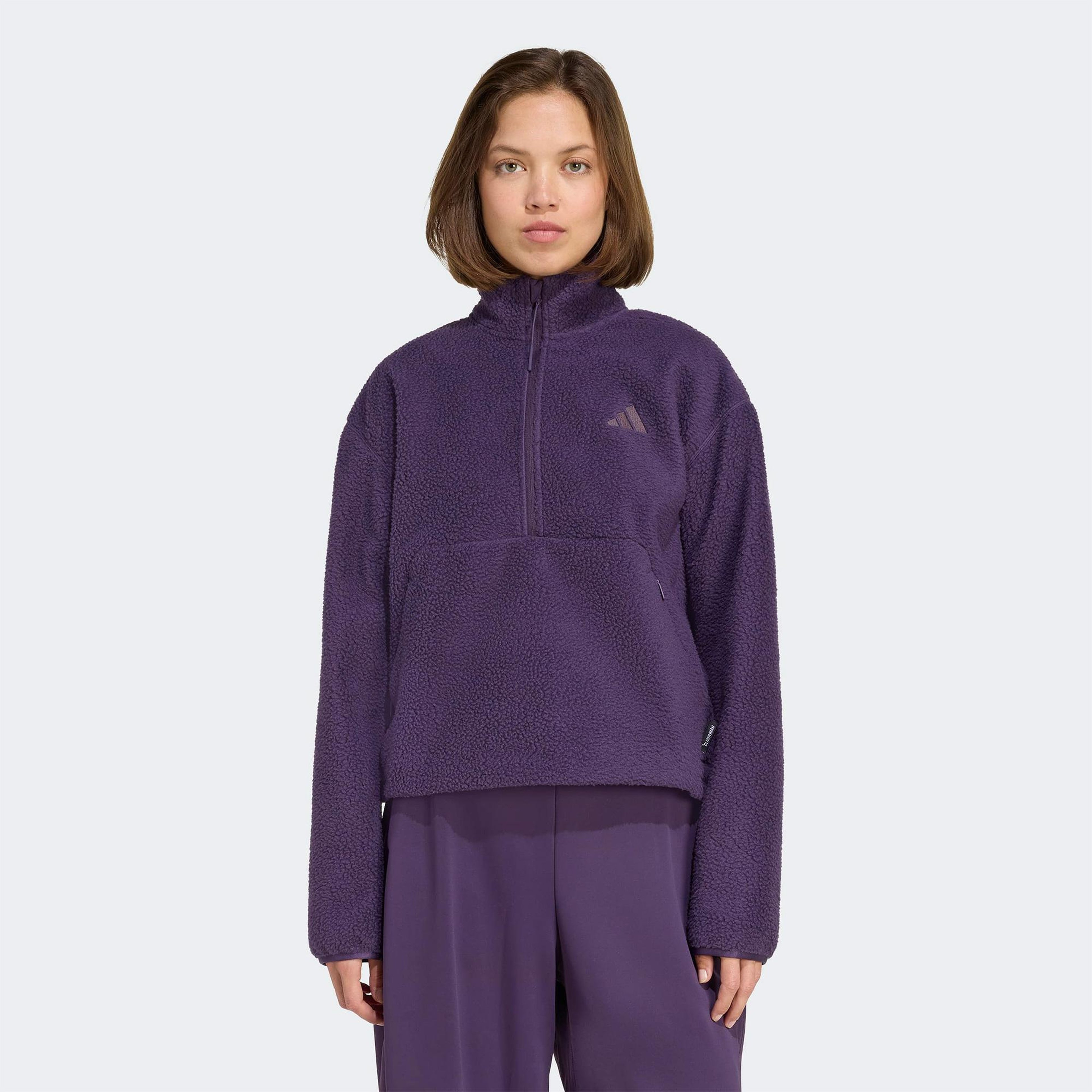adidas City Tech High Pile Fleece Half Zip Kadın Mor Polar