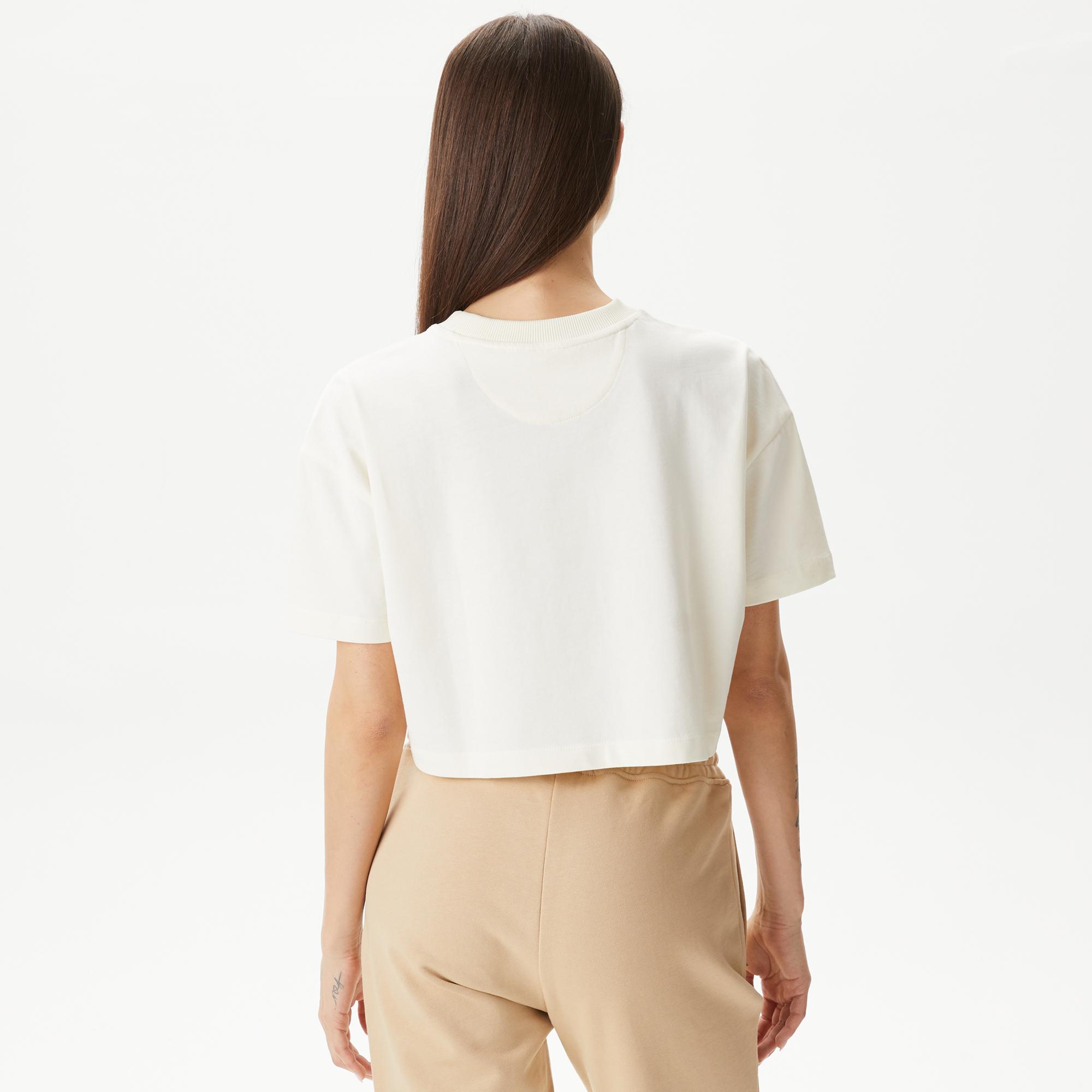 UNITED4 Kadın Krem Crop T-Shirt