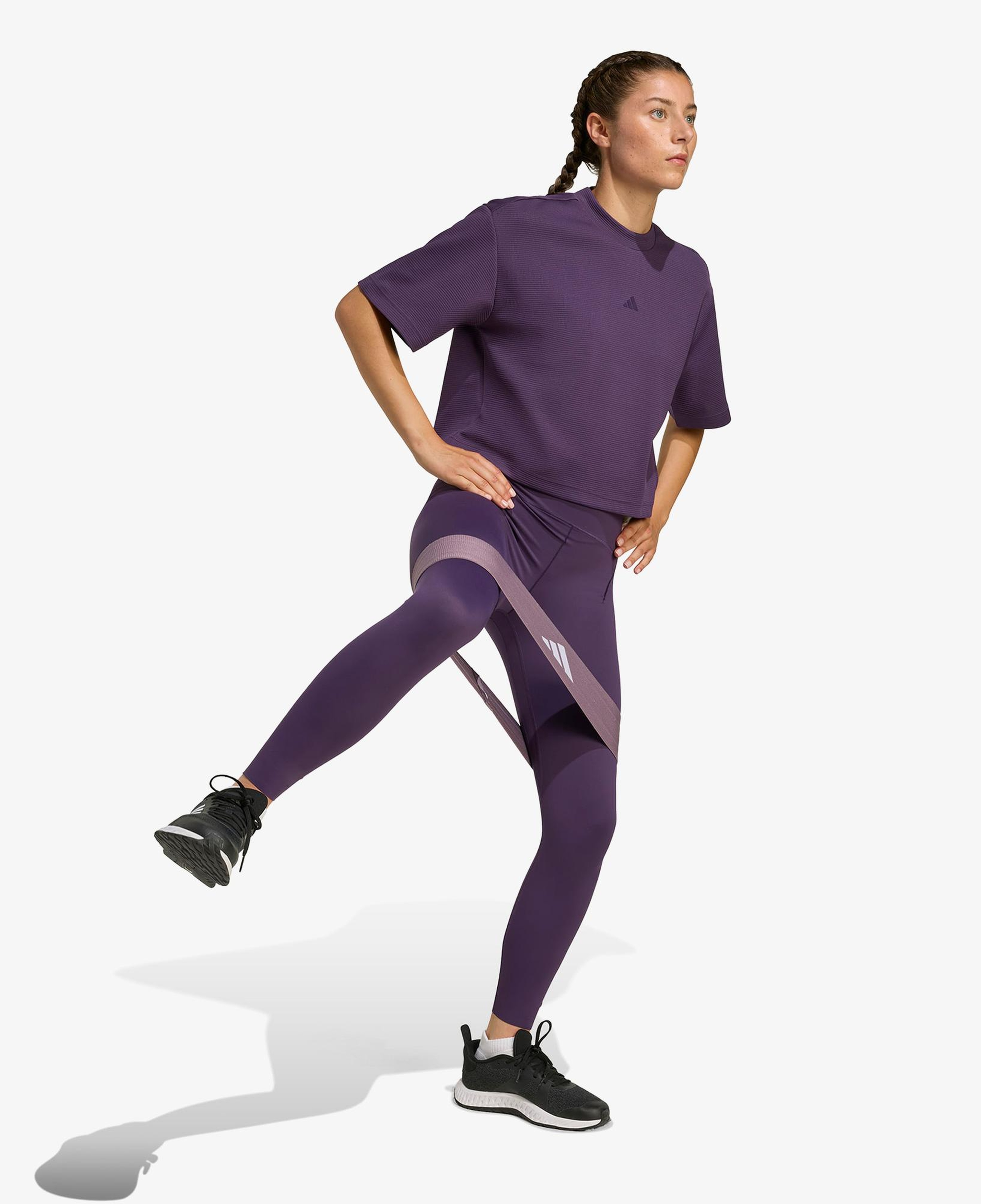 adidas Yoga Motion Petek Örgü Kadın Mor Antrenman T-Shirt