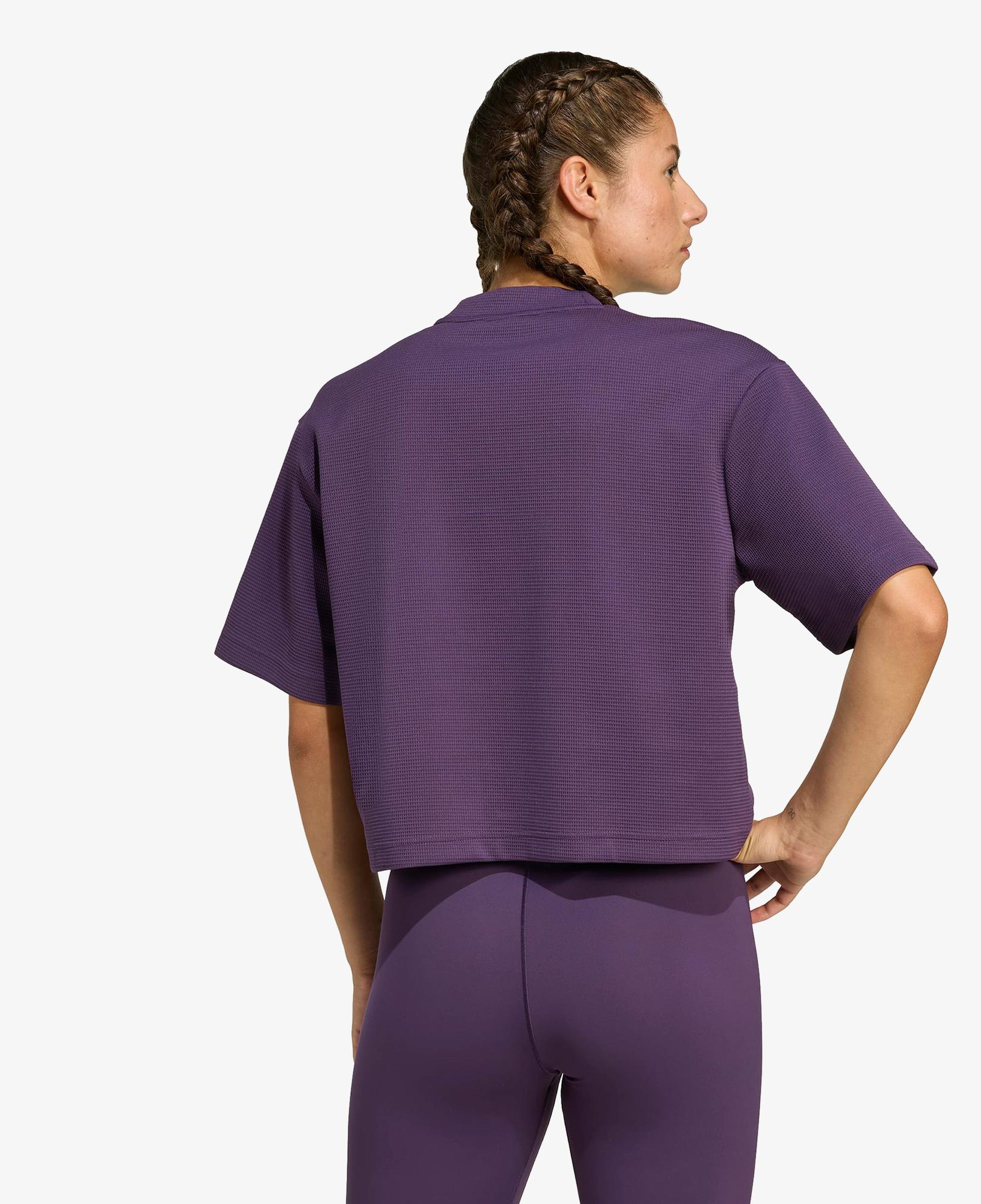 adidas Yoga Motion Petek Örgü Kadın Mor Antrenman T-Shirt