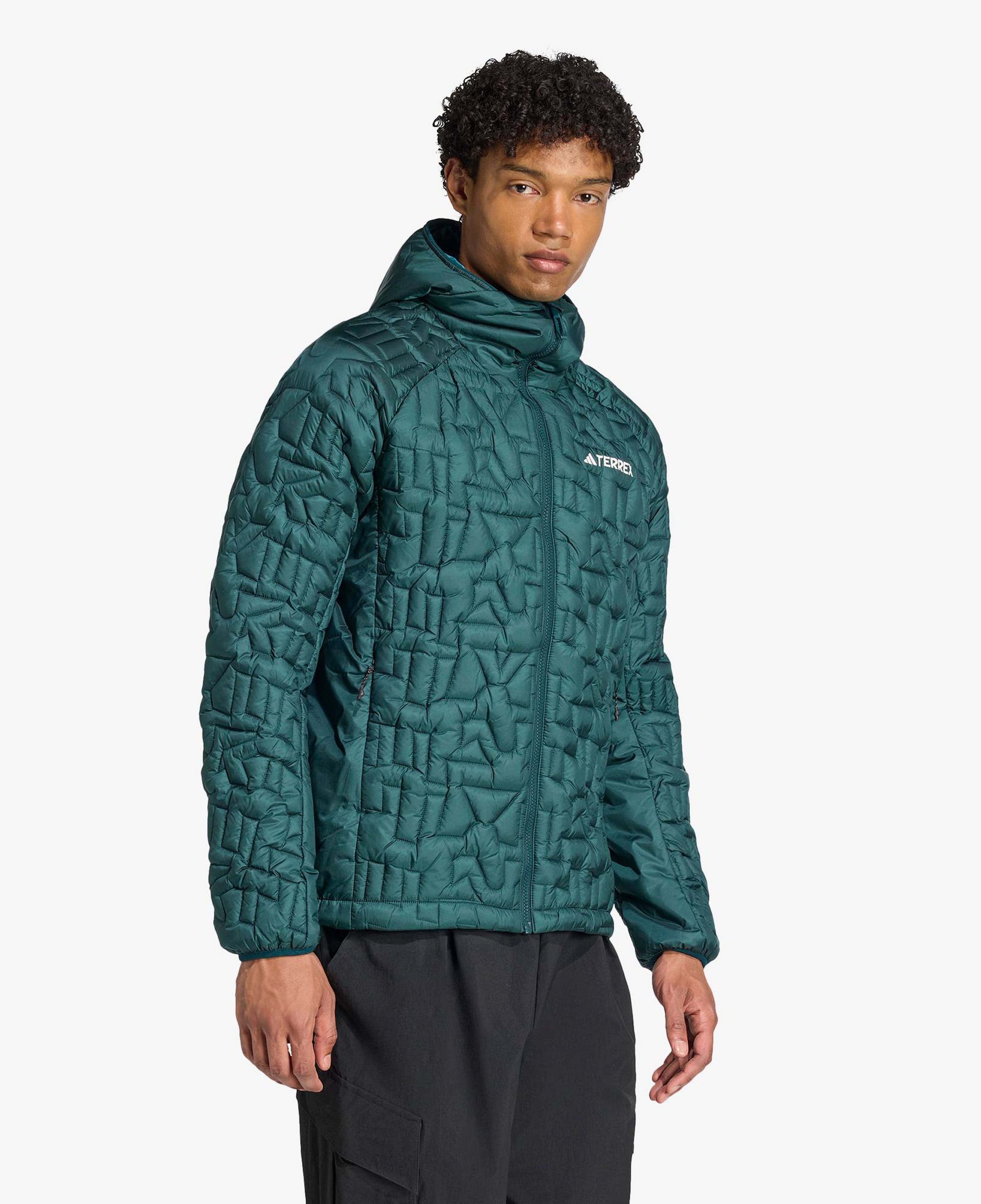 adidas Terrex Xperior Primaloft Loose Fill insulated Kapüşonlu Erkek Yeşil Yürüyüş Montu