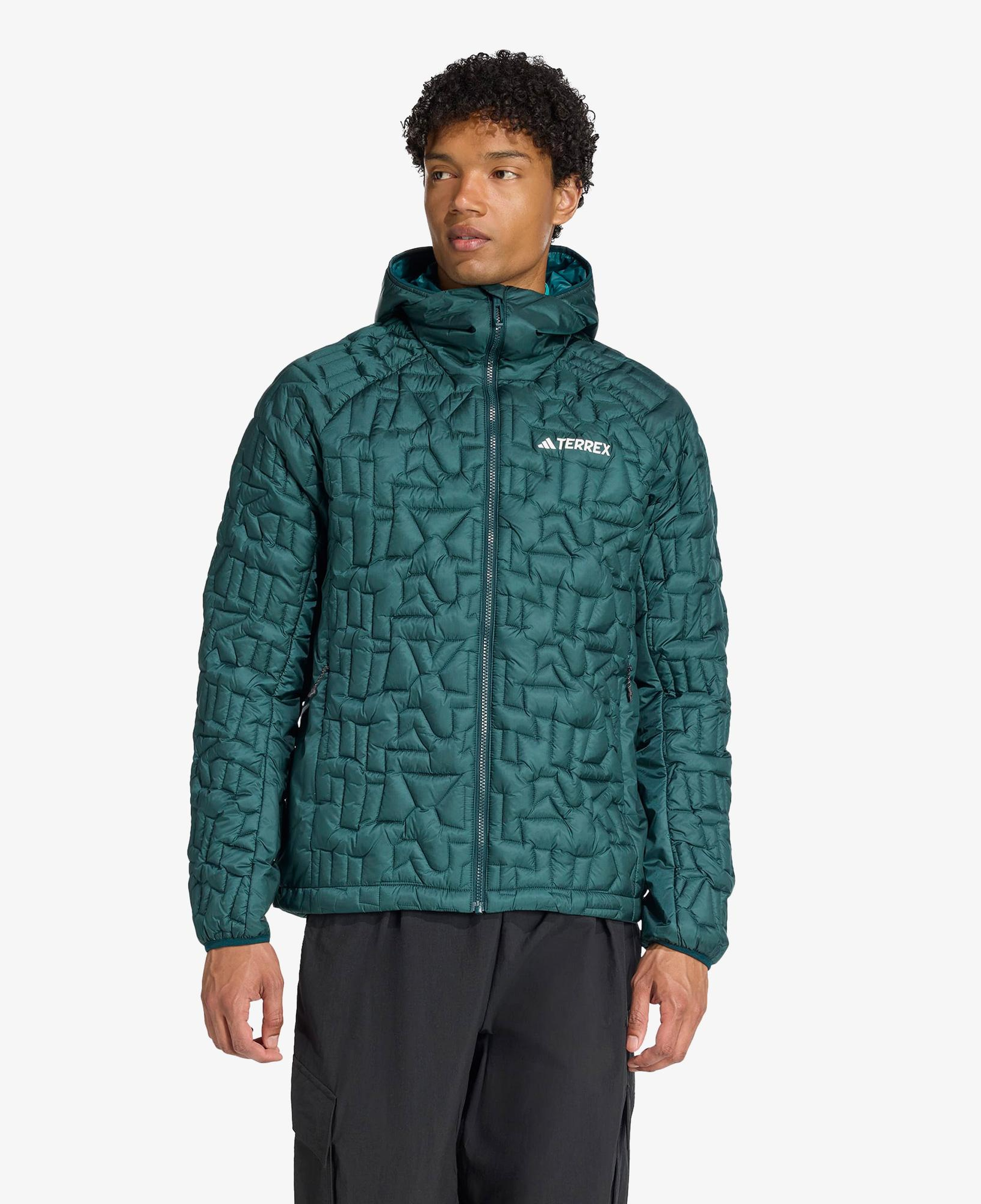 adidas Terrex Xperior Primaloft Loose Fill insulated Kapüşonlu Erkek Yeşil Yürüyüş Montu