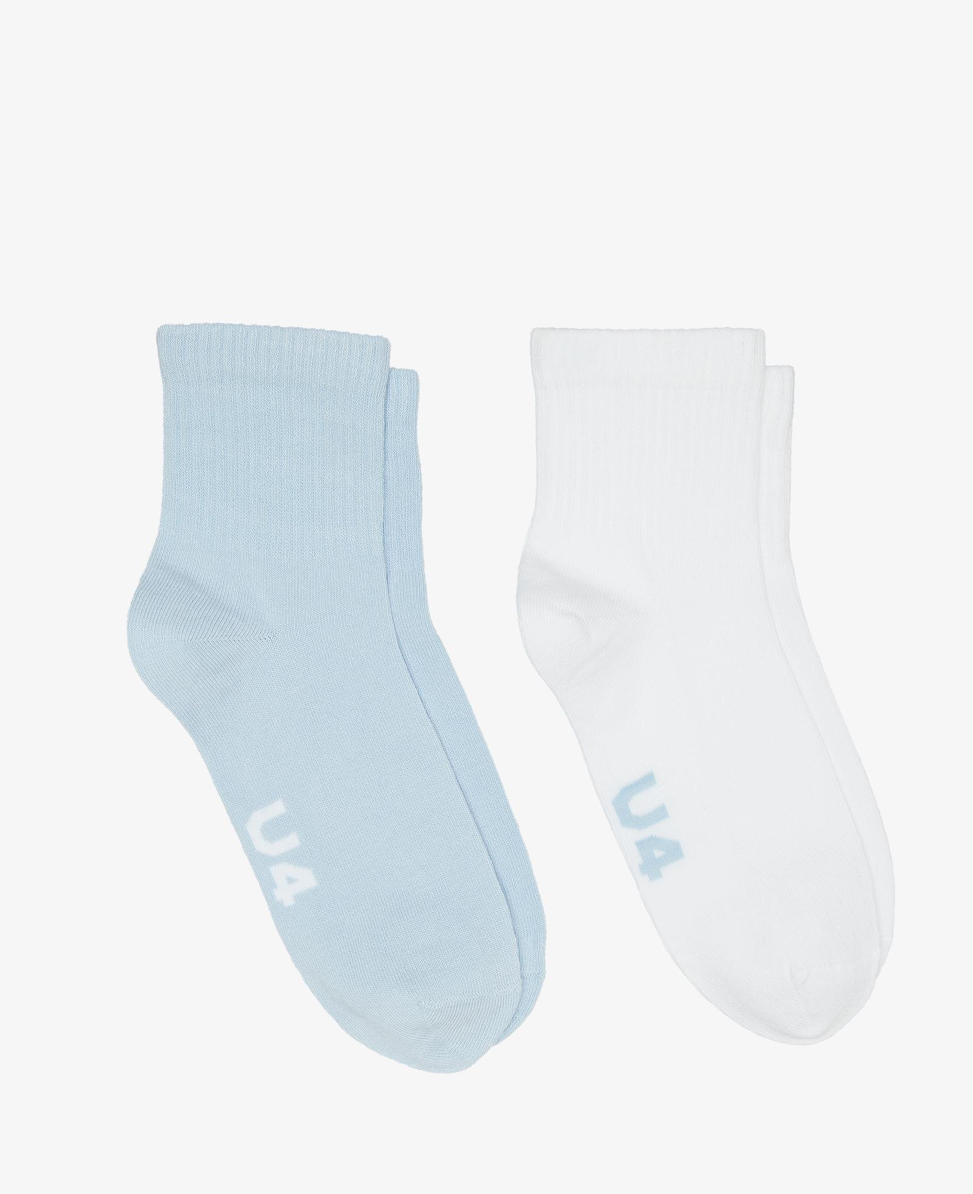 UNITED4 Unisex Mavi - Beyaz 2'li Soket Çorap