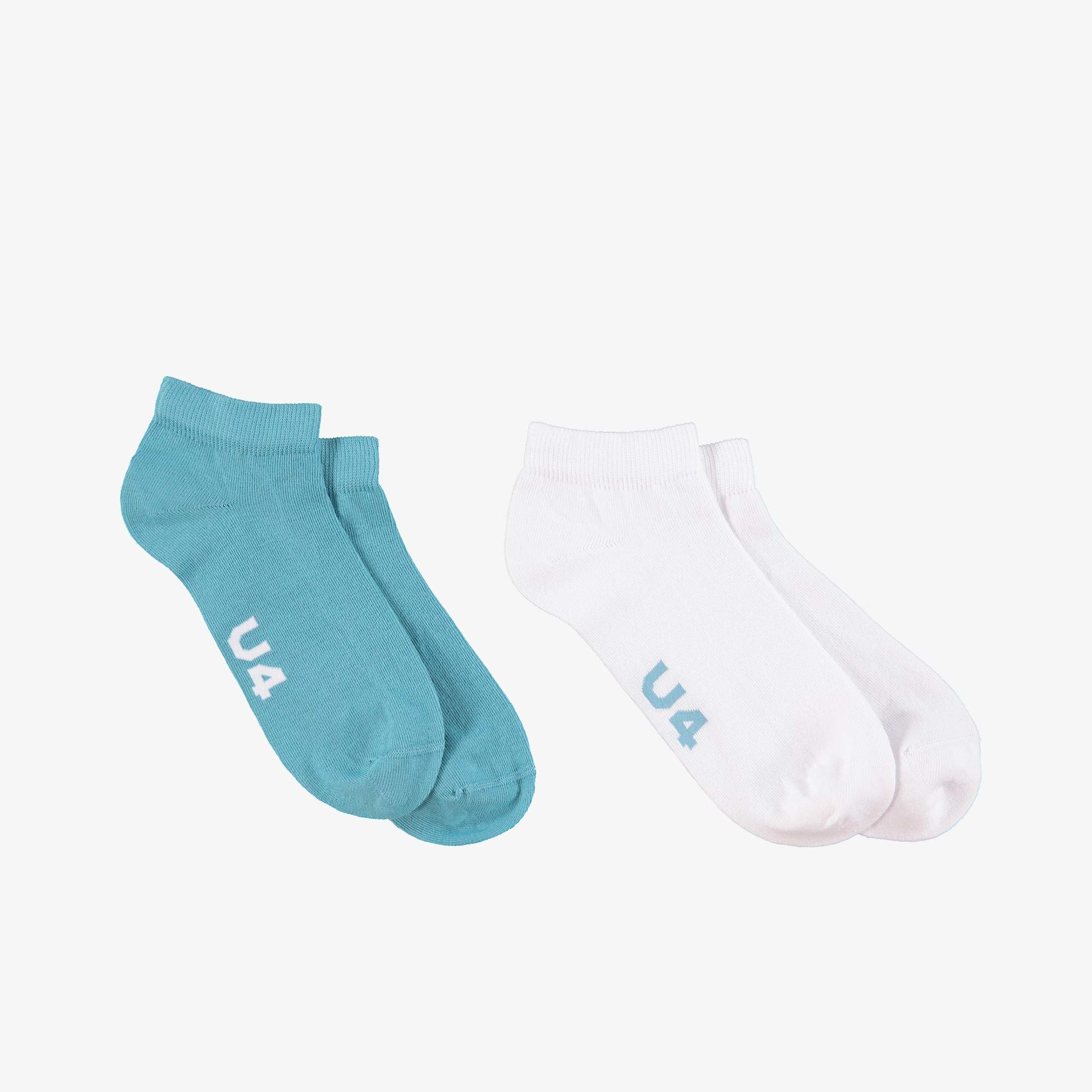 UNITED4 Unisex Beyaz Yeşil 2'li Çorap