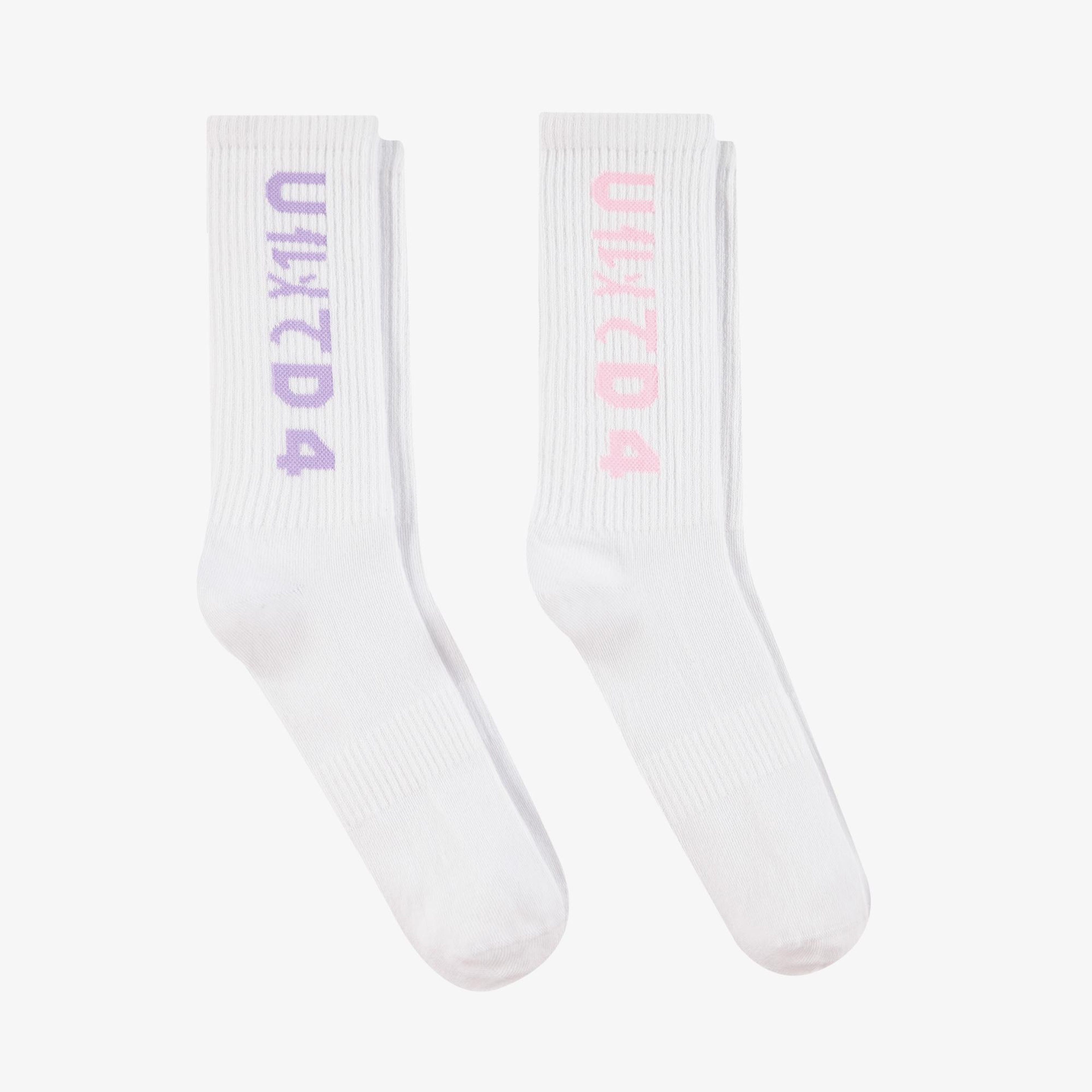 UNITED4 Unisex Beyaz 2'li Soket Çorap