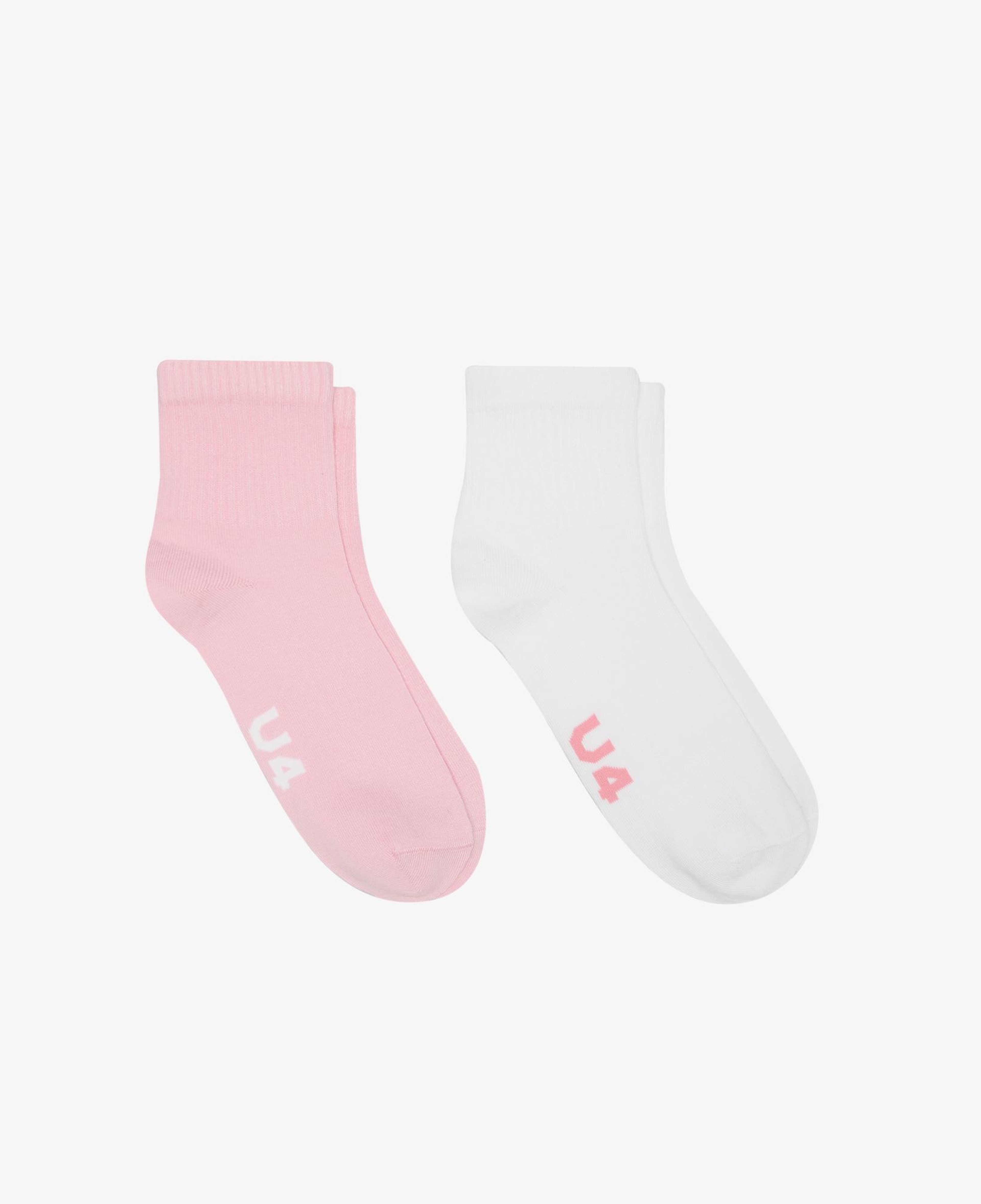 UNITED4 Unisex Pembe - Beyaz 2'li Soket Çorap