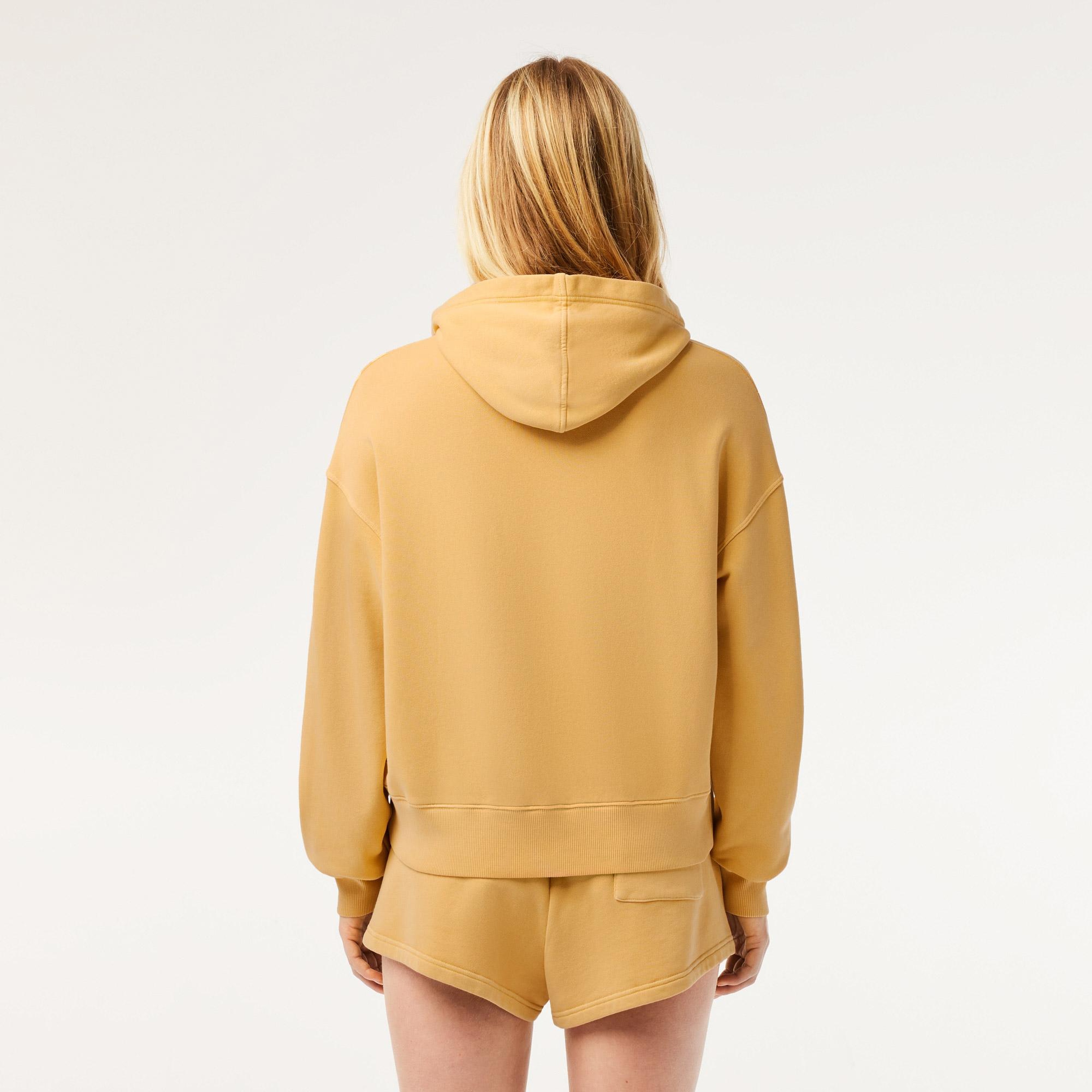 Kadın Oversize Fit Kapüşonlu Sarı Sweatshirt