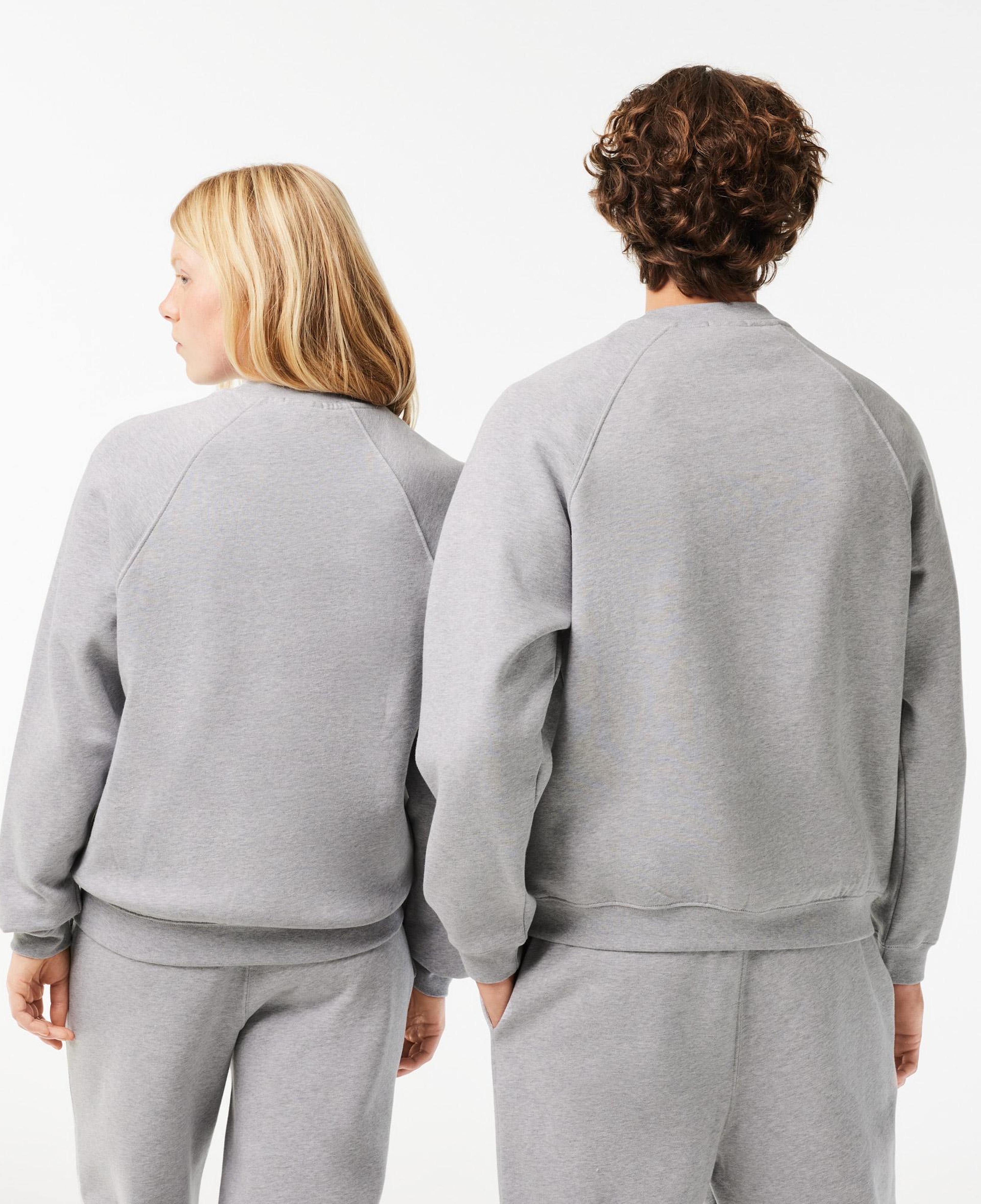 Unisex Loose Fit Bisiklet Yaka Baskılı Gri Sweatshirt