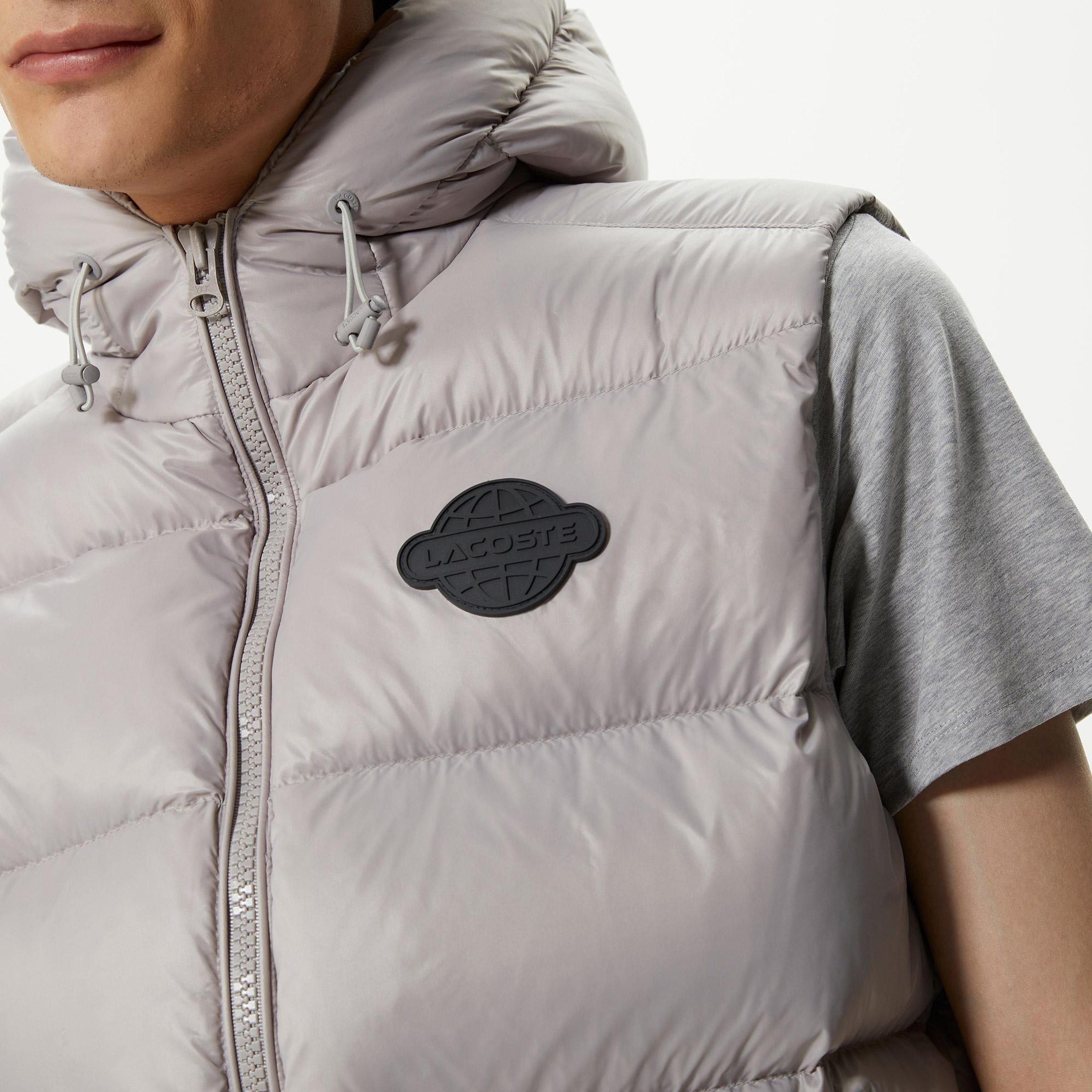 Lacoste Erkek Kapüşonlu Gri Yelek