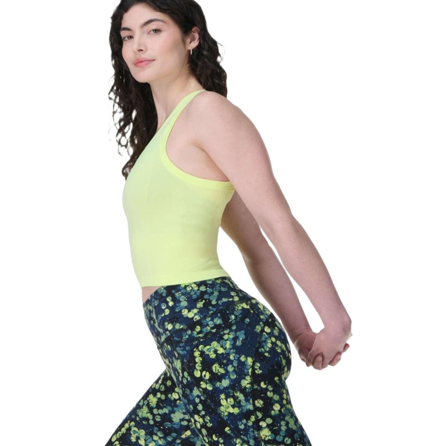 Sweaty Betty Athlete Crop Seamless Workout Kadın Yeşil Tank Top