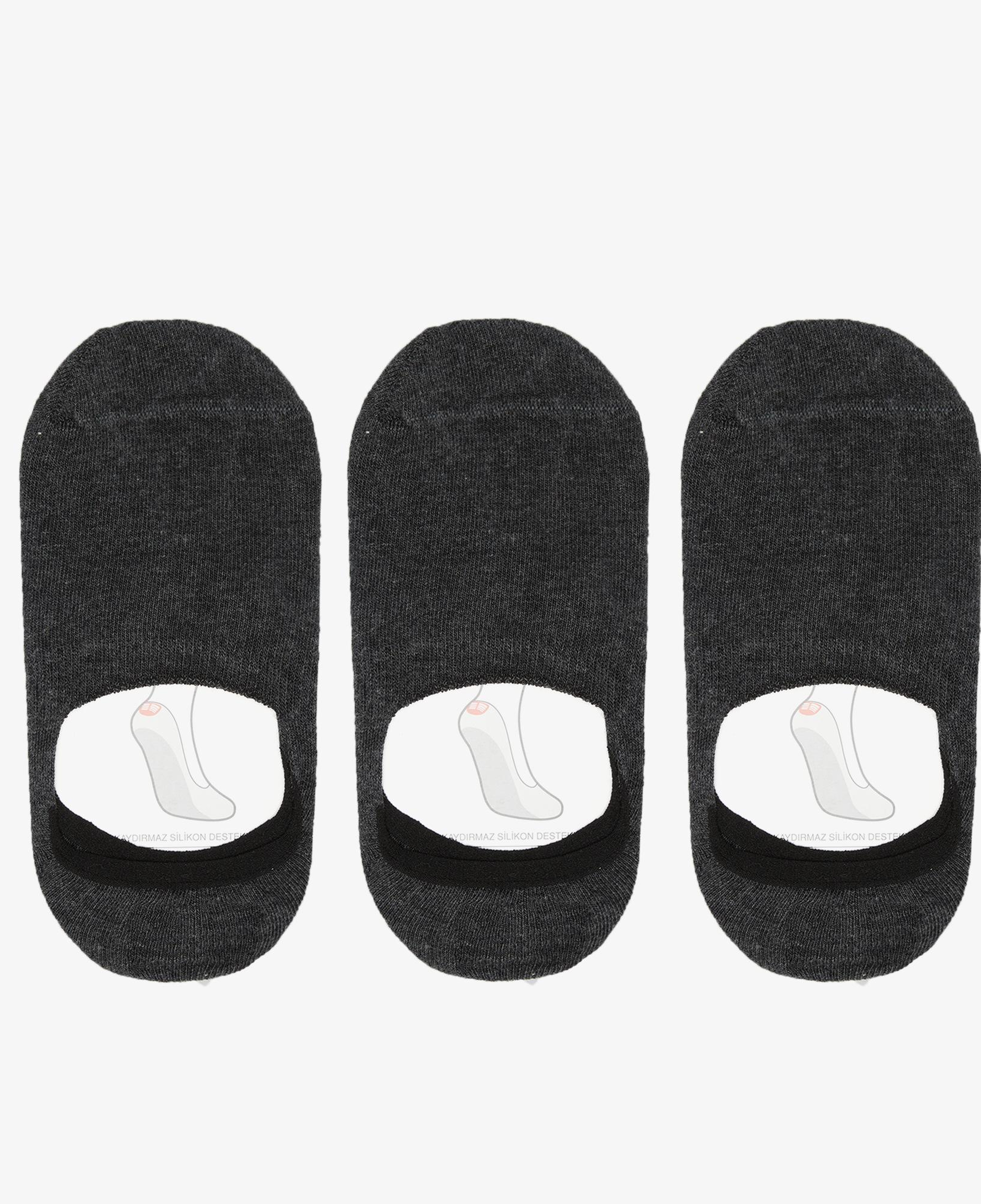 UNITED4 Unisex Antrasit 3'lü Babet Çorap