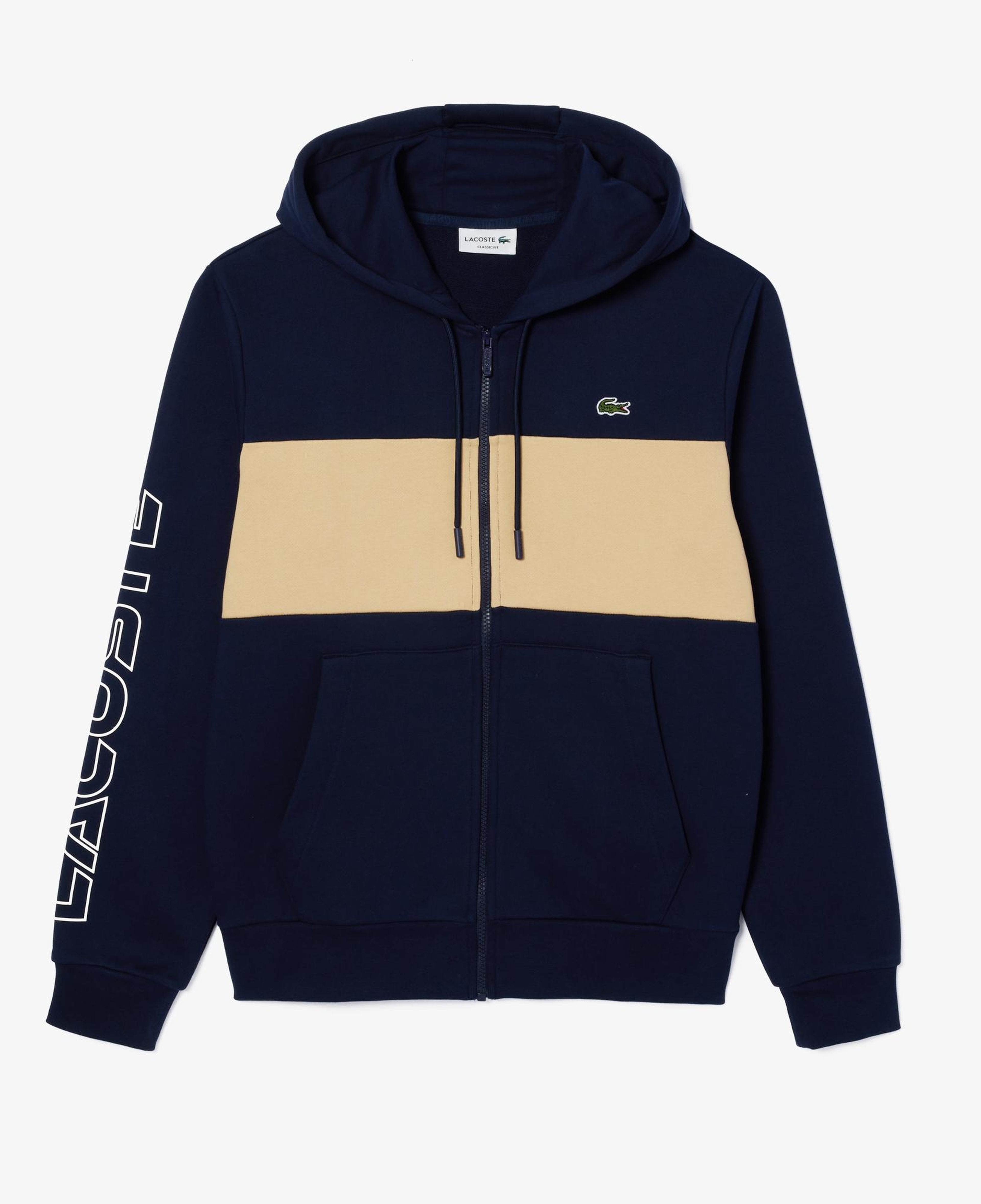 Erkek Classic Fit Kapüşonlu Renk Bloklu Lacivert Sweatshirt