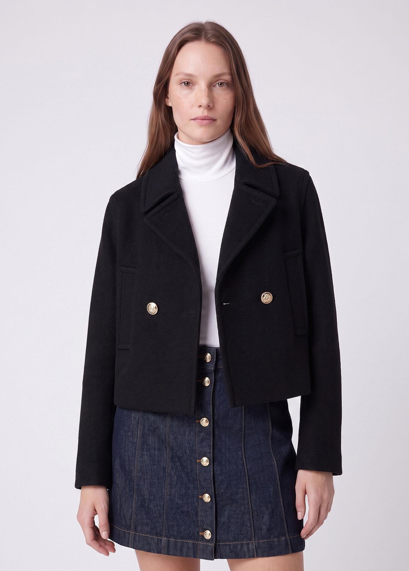 Beymen Club Kadın Siyah Yün Crop Ceket