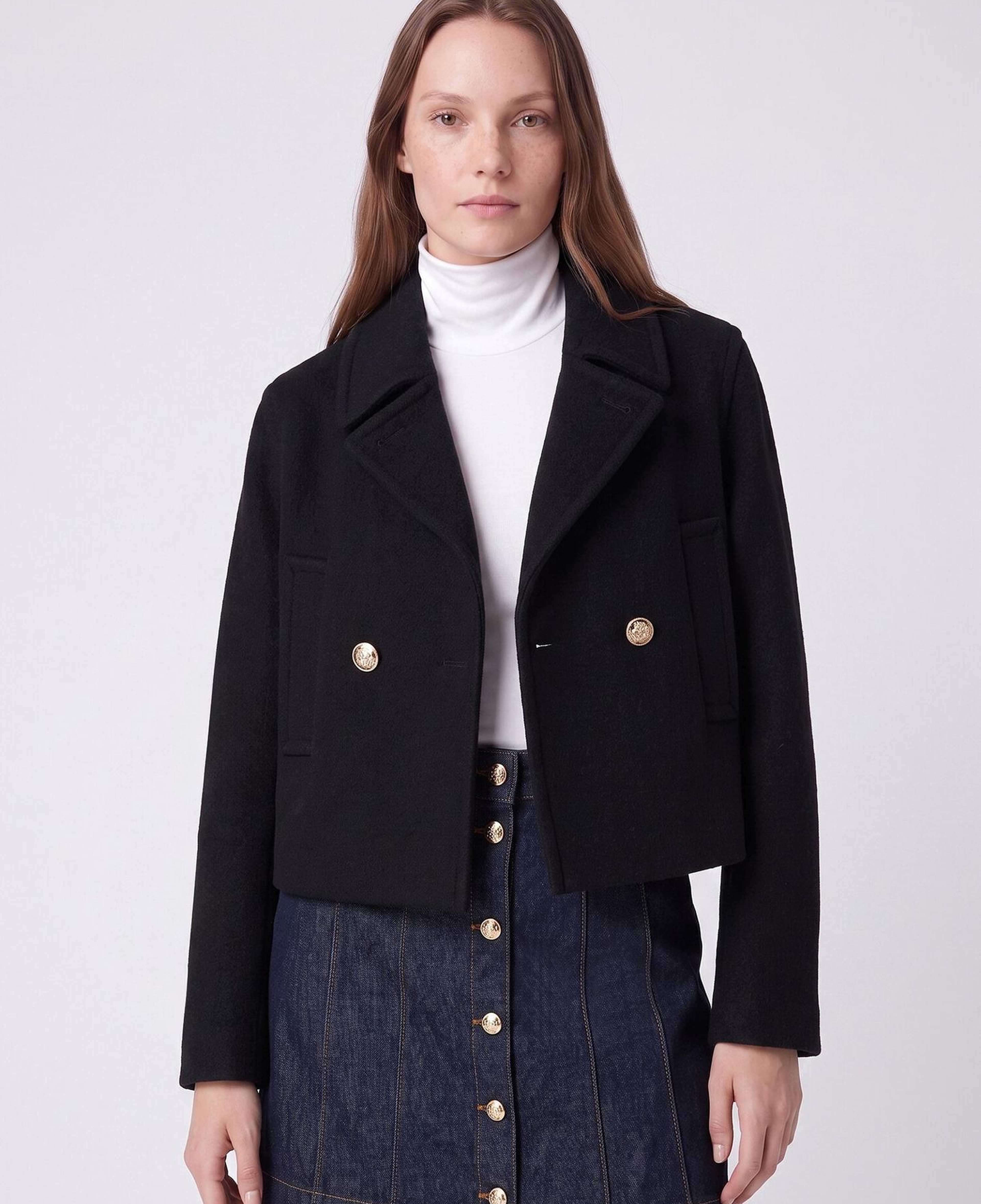 Beymen Club Kadın Siyah Yün Crop Ceket