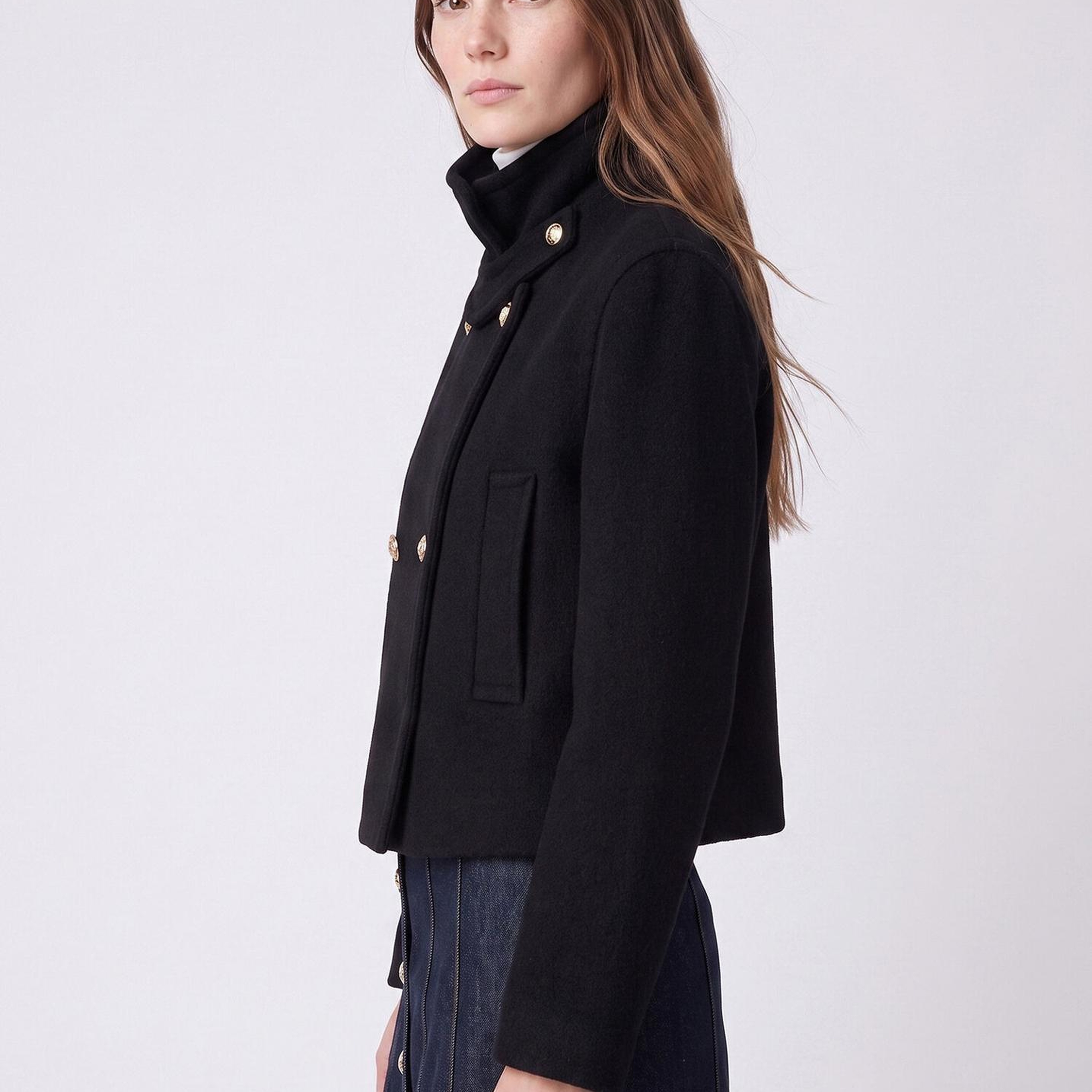 Beymen Club Kadın Siyah Yün Crop Ceket