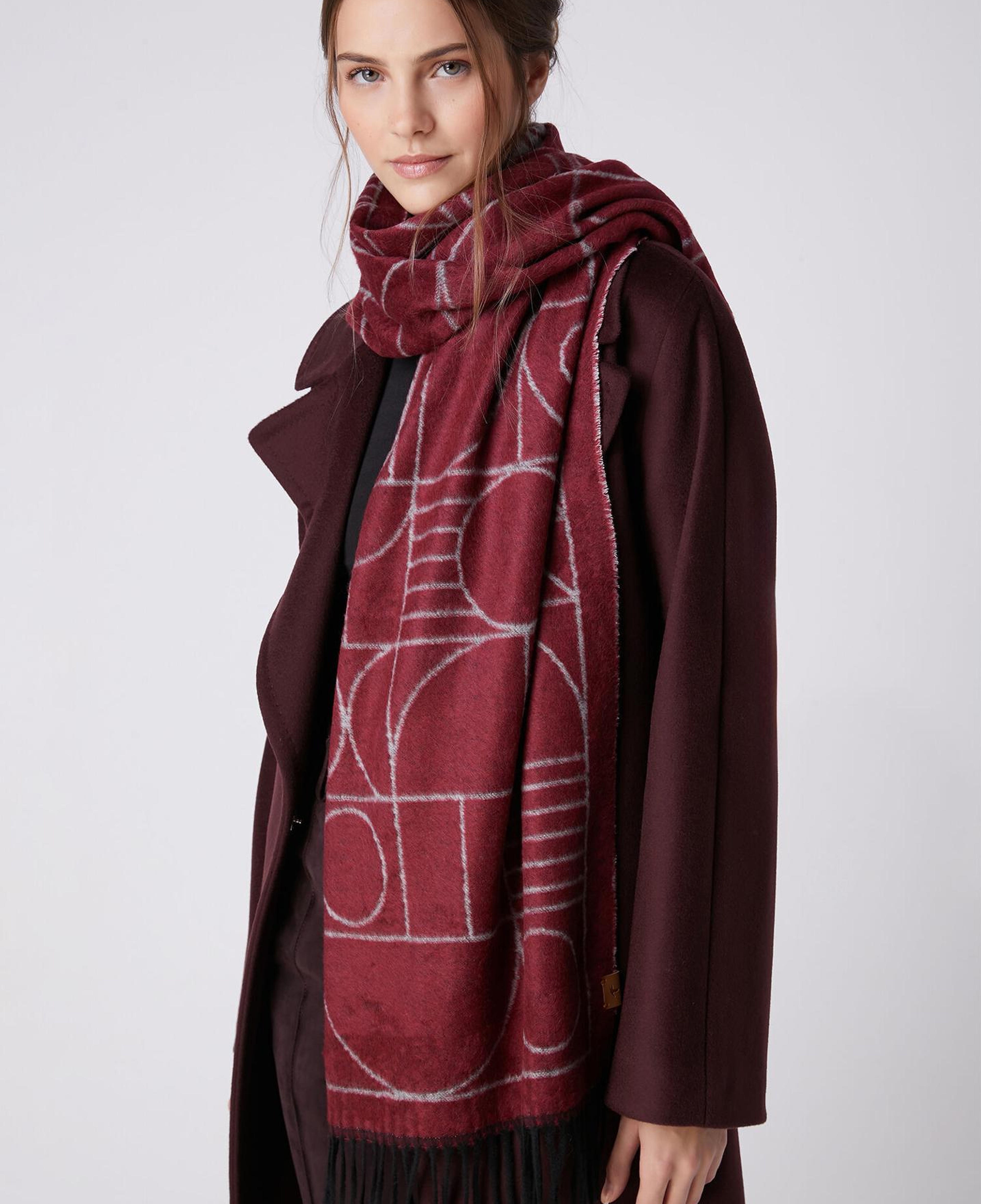 Beymen Club Kadın Bordo Geometrik Desenli Atkı