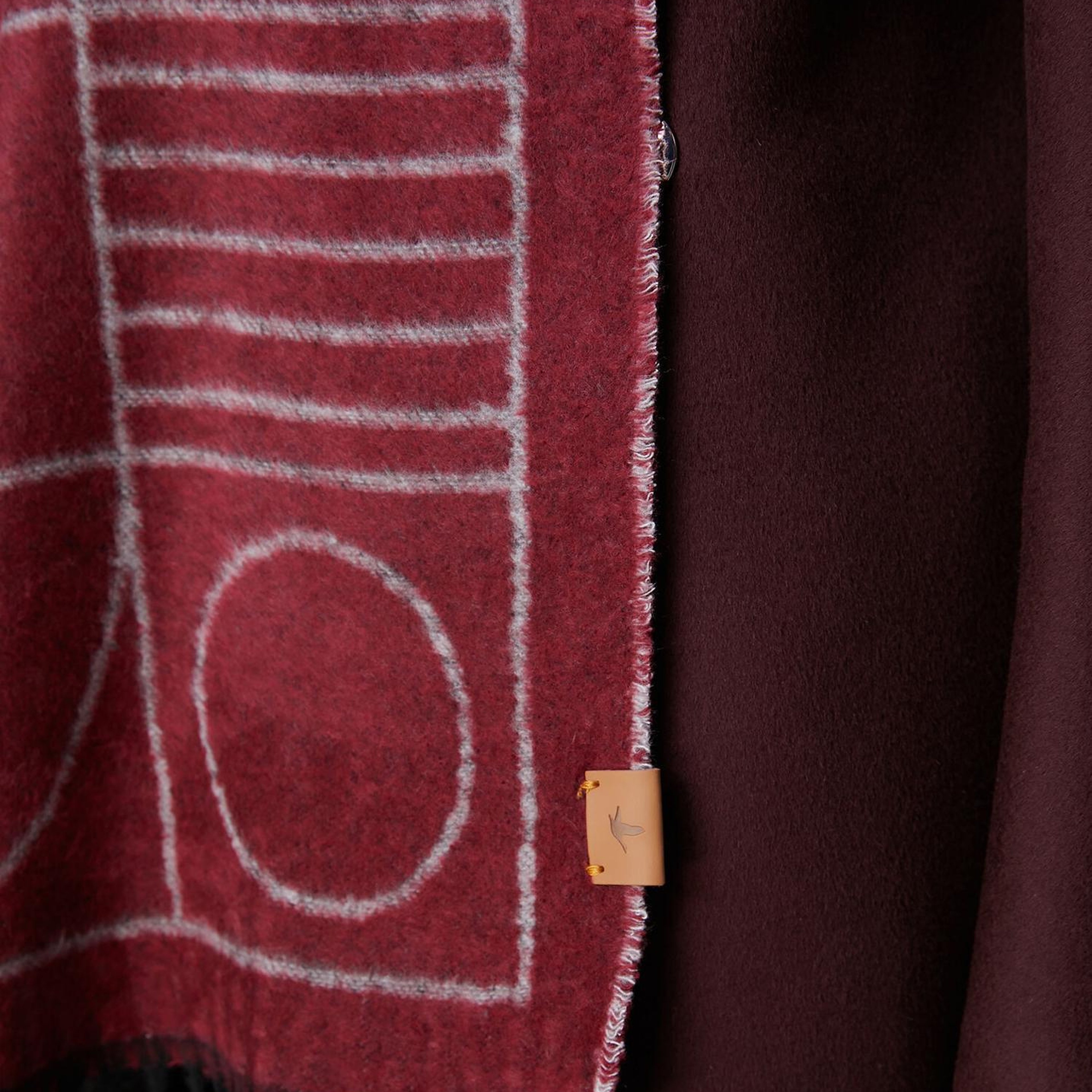 Beymen Club Kadın Bordo Geometrik Desenli Atkı