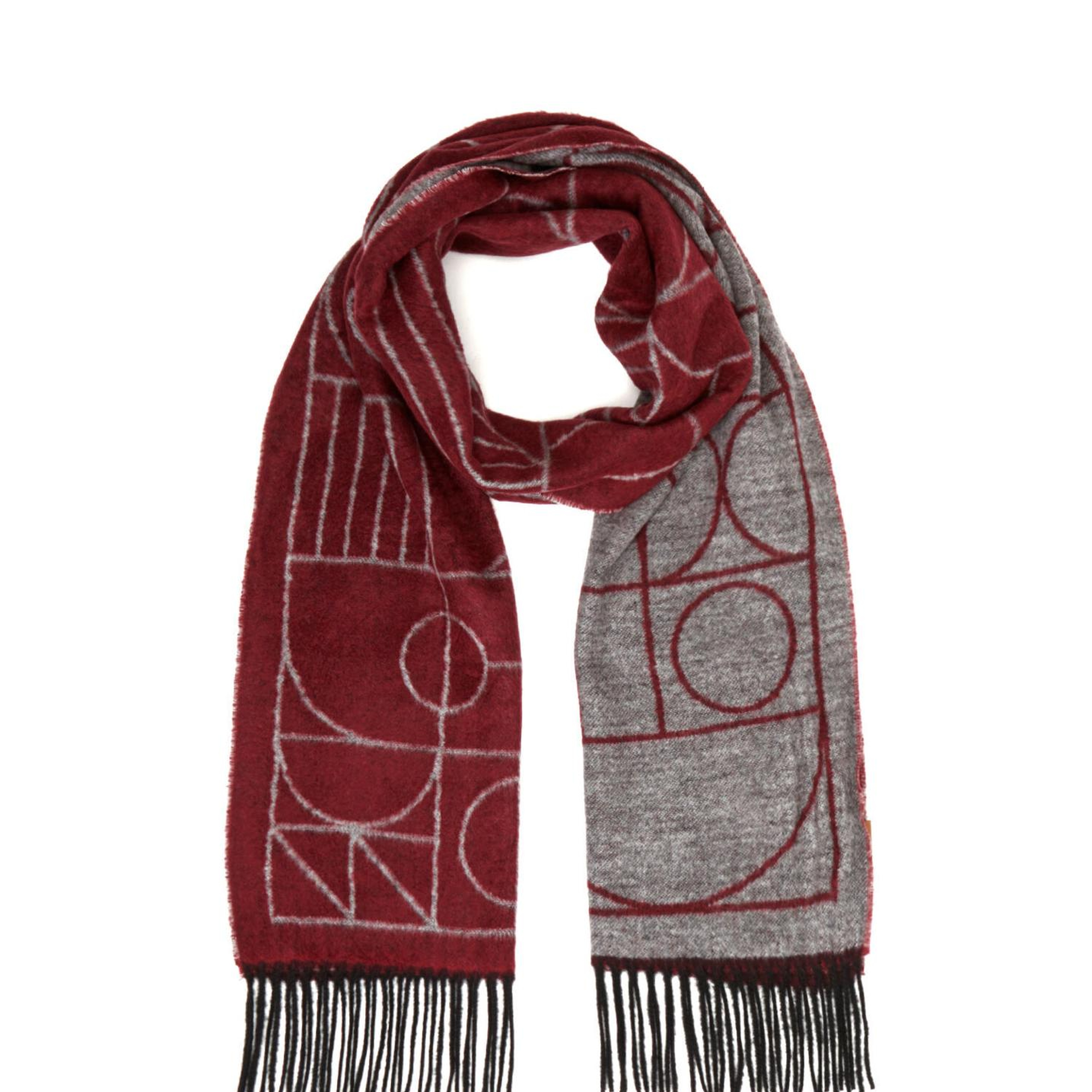 Beymen Club Kadın Bordo Geometrik Desenli Atkı