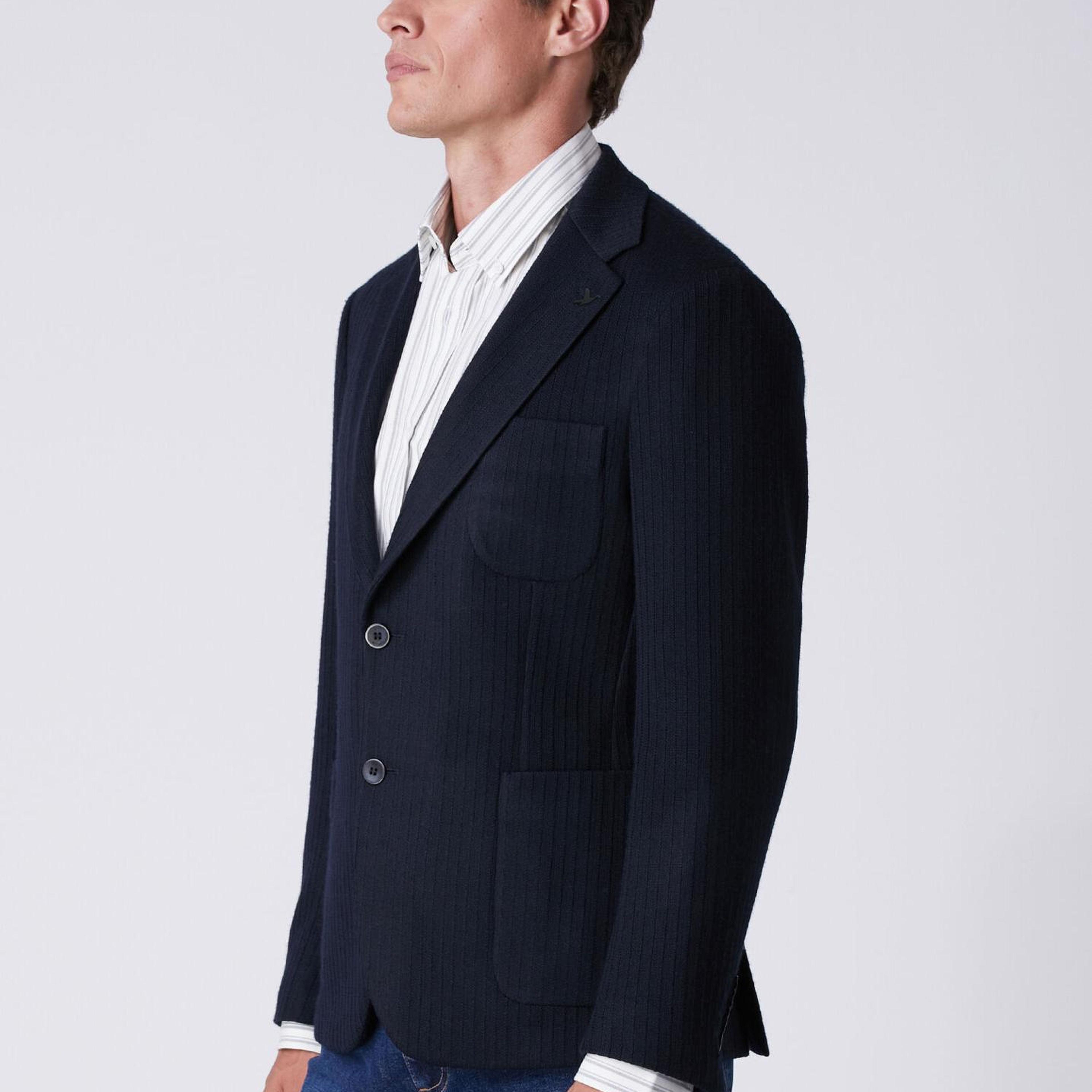Beymen Club Erkek Lacivert Dikiş Çizgili Dokulu Blazer