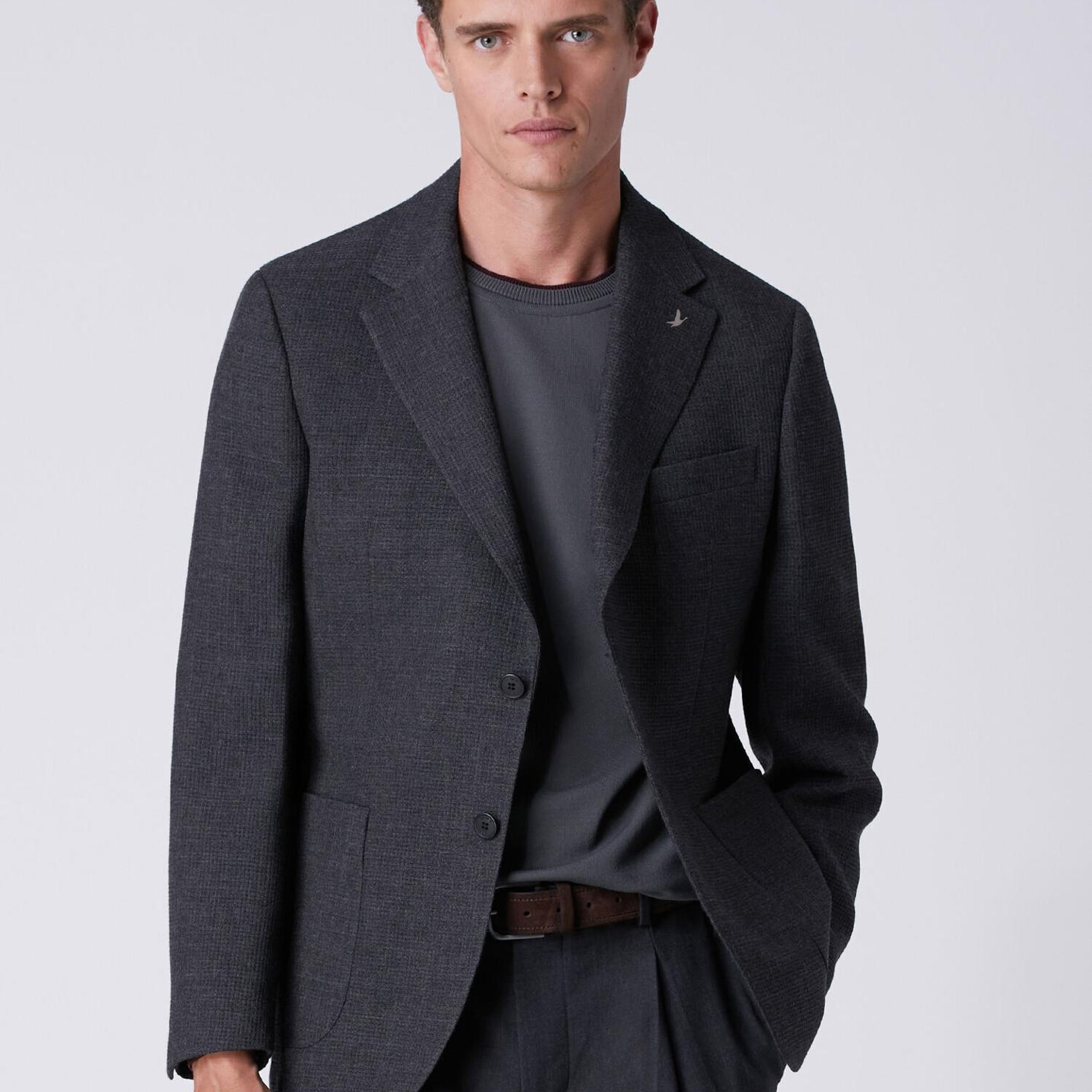Beymen Club Erkek Antrasit Armürlü Yün Blazer