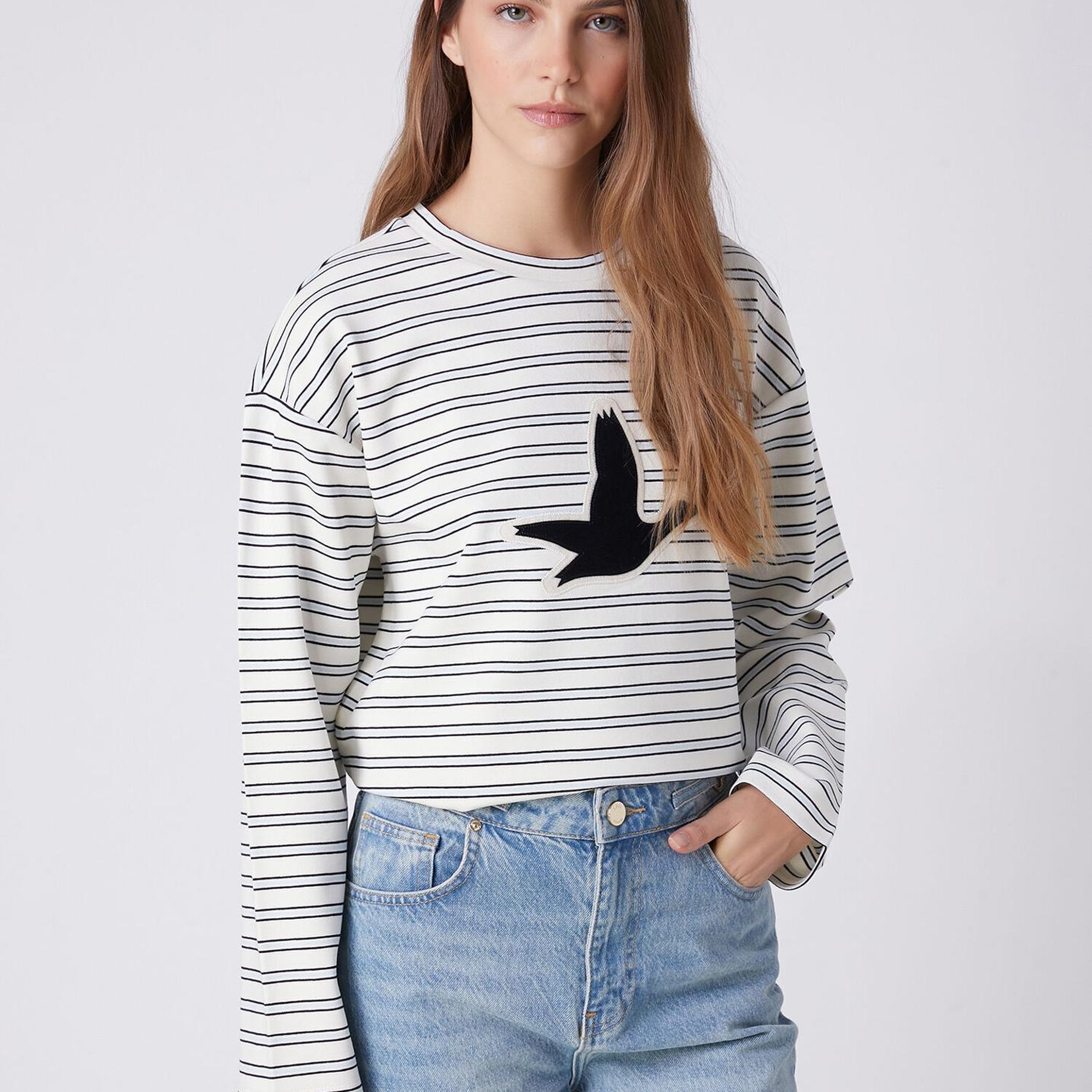 Beymen Club Kadın Lacivert Çizgili Sweatshirt