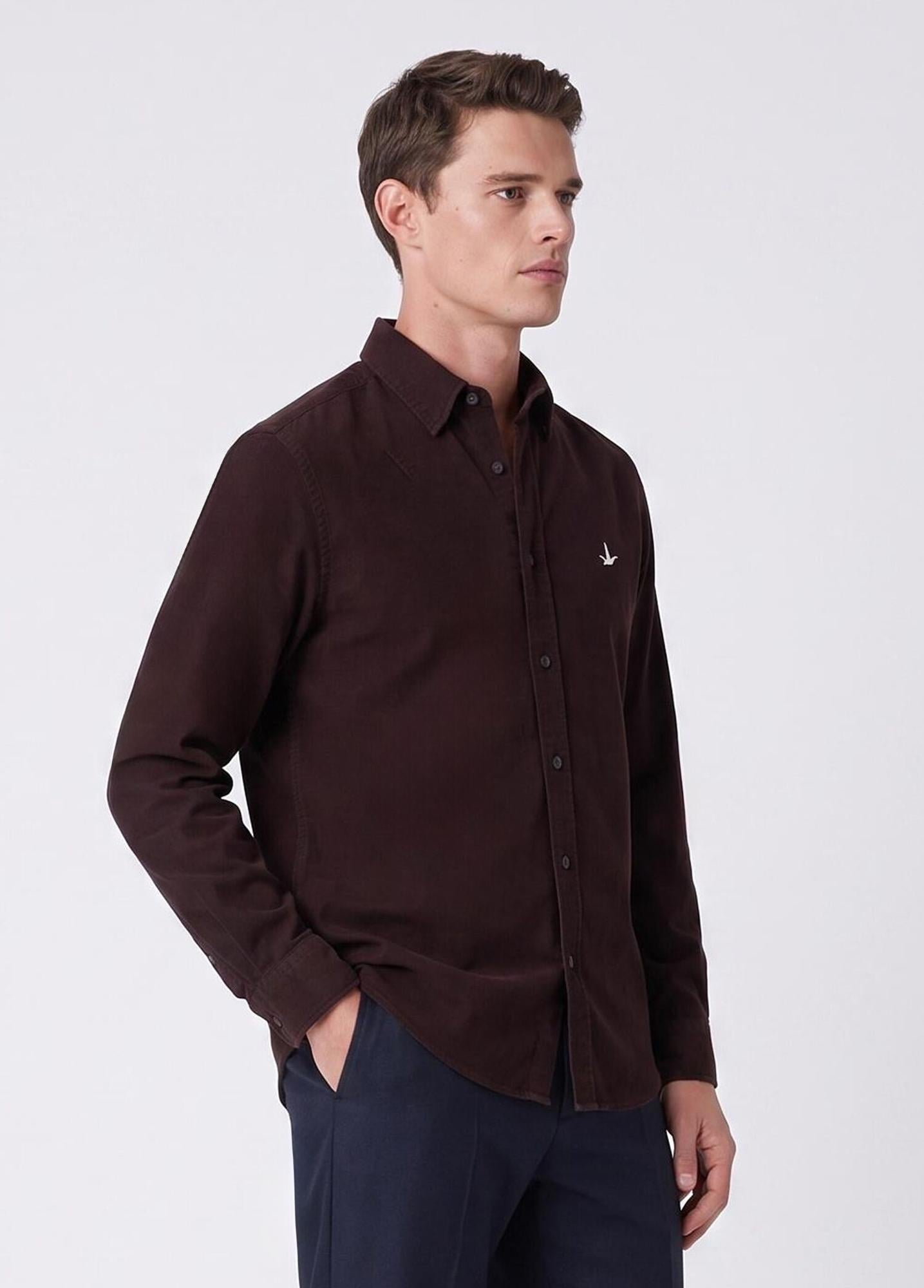 Beymen Club Erkek Comfort Fit Mürdüm Pirinç Dokulu Gömlek