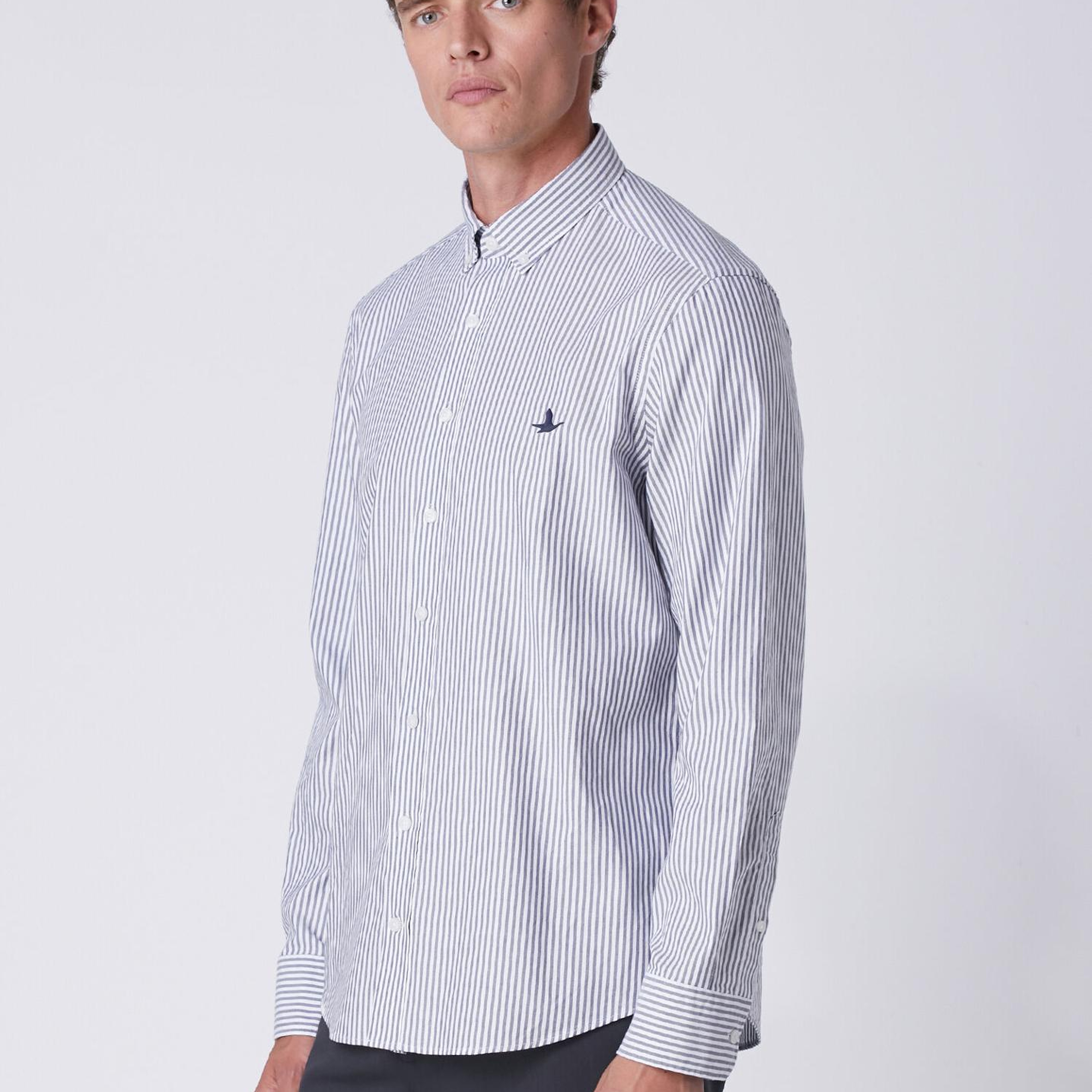 Beymen Club Erkek Comfort Fit Lacivert Beyaz Çizgili Oxford Gömlek