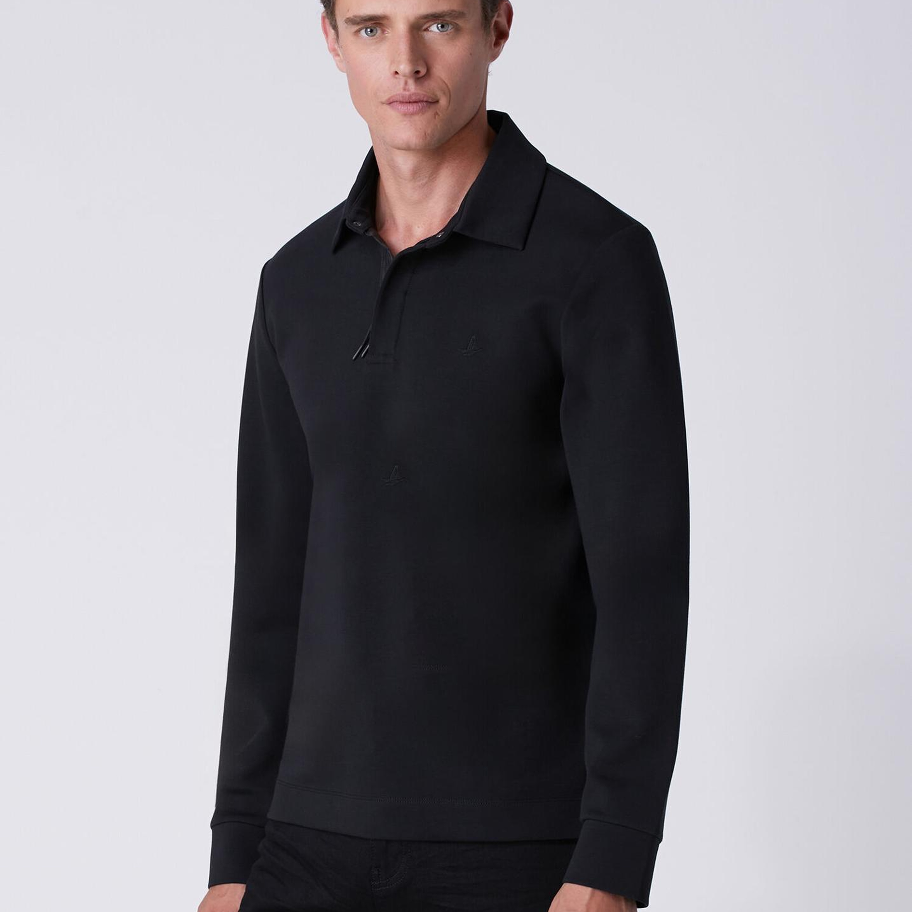 Beymen Club Erkek Comfort Fit Siyah Polo Yaka Interlock Sweatshirt