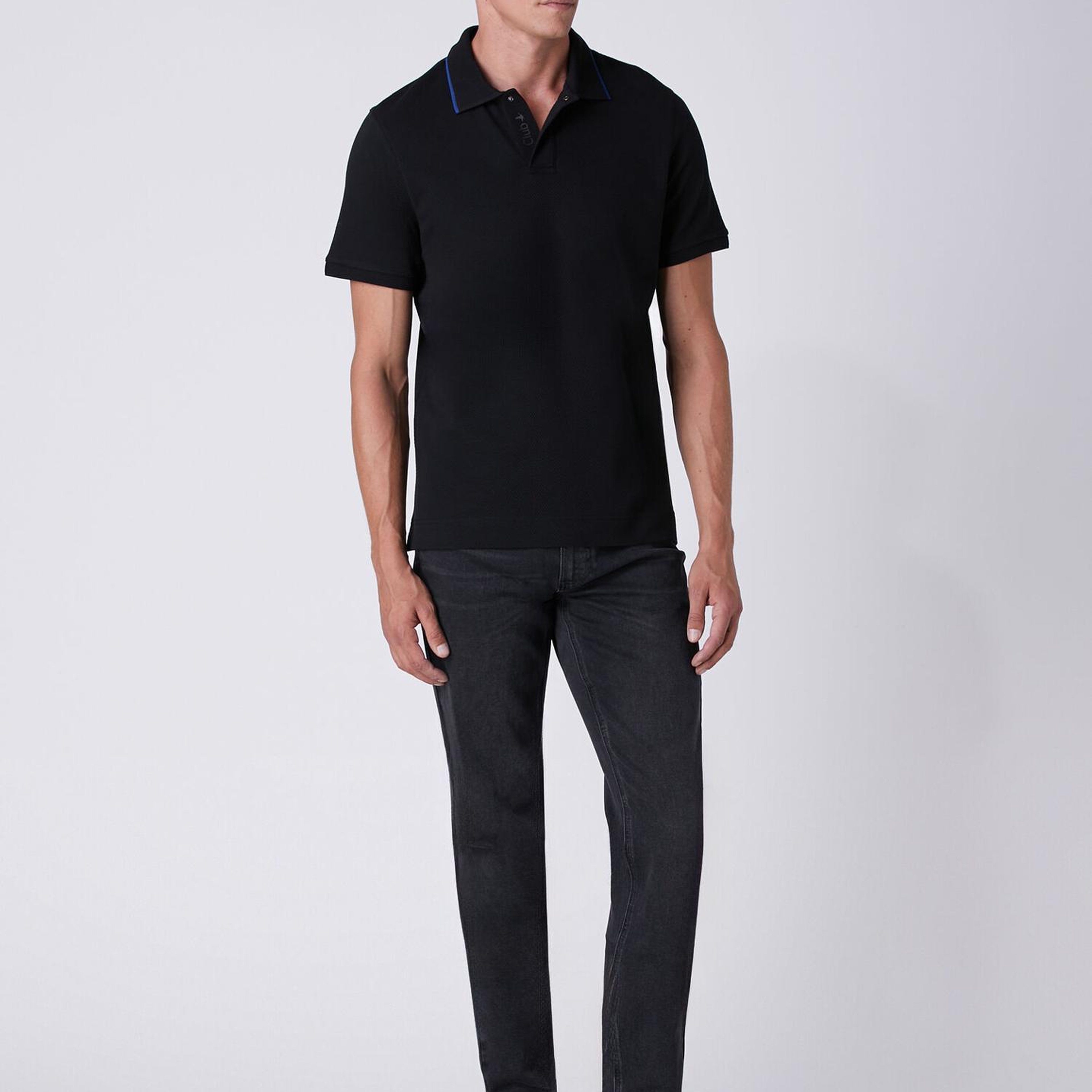 Beymen Club Erkek Comfort Fit Siyah Polo Yaka Petek Dokulu T-shirt