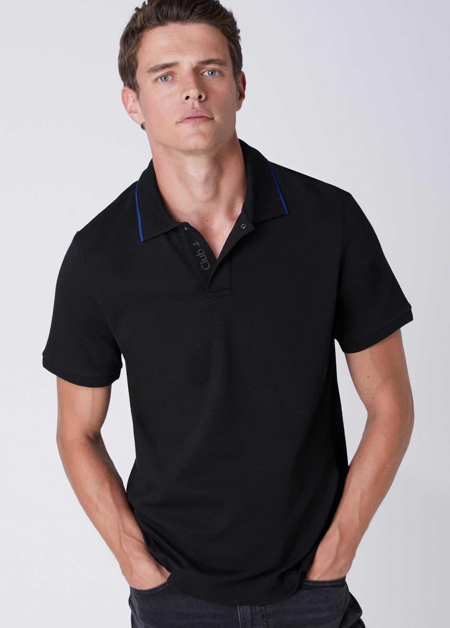Beymen Club Erkek Comfort Fit Siyah Polo Yaka Petek Dokulu T-shirt