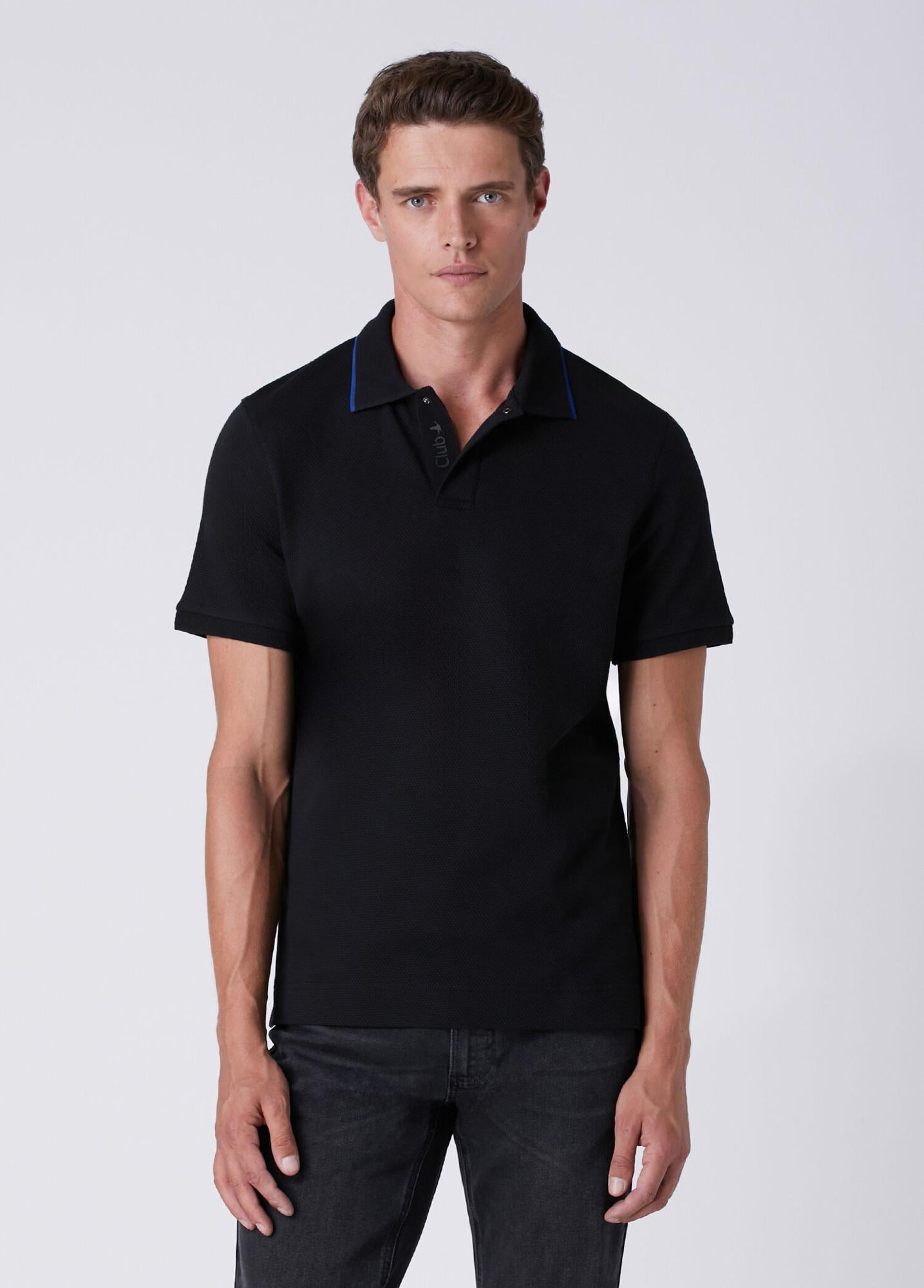 Beymen Club Erkek Comfort Fit Siyah Polo Yaka Petek Dokulu T-shirt