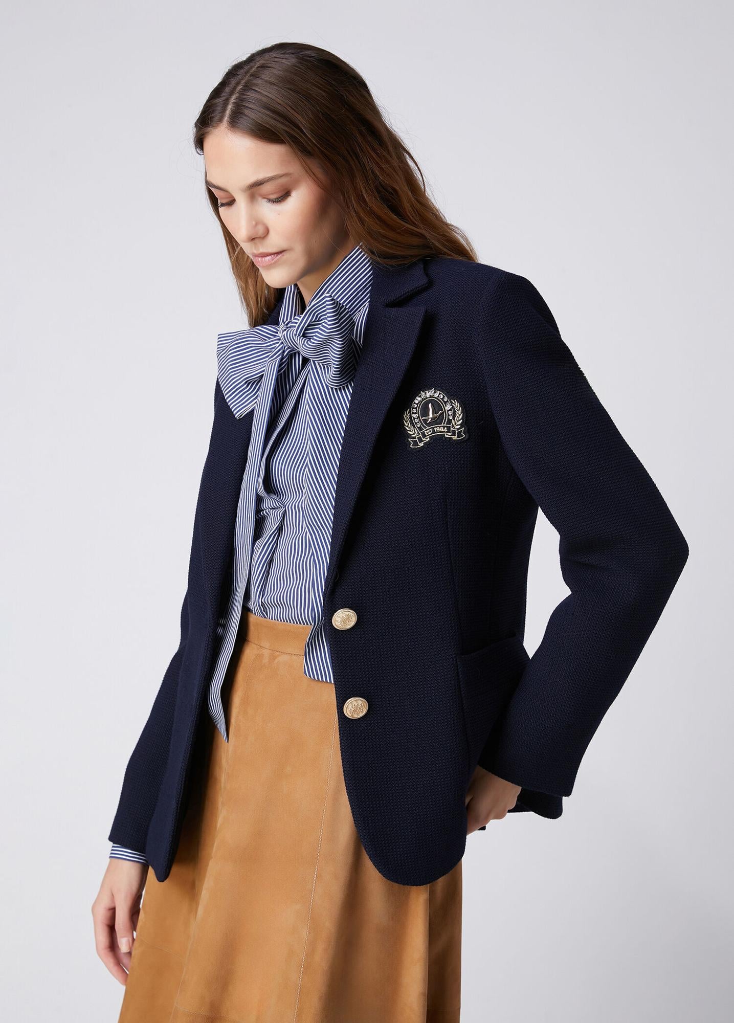 Beymen Club Kadın Lacivert Armalı Petek Dokulu Blazer