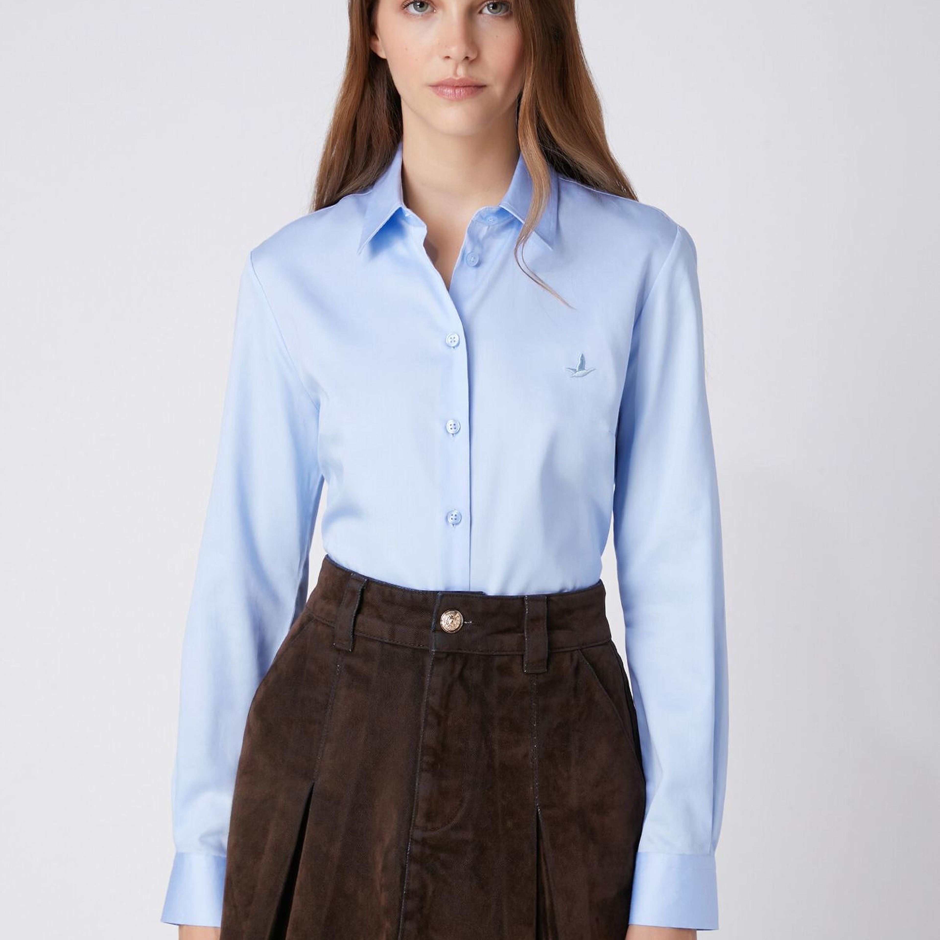 Beymen Club Kadın Slim Fit Non-Iron Mavi Gömlek