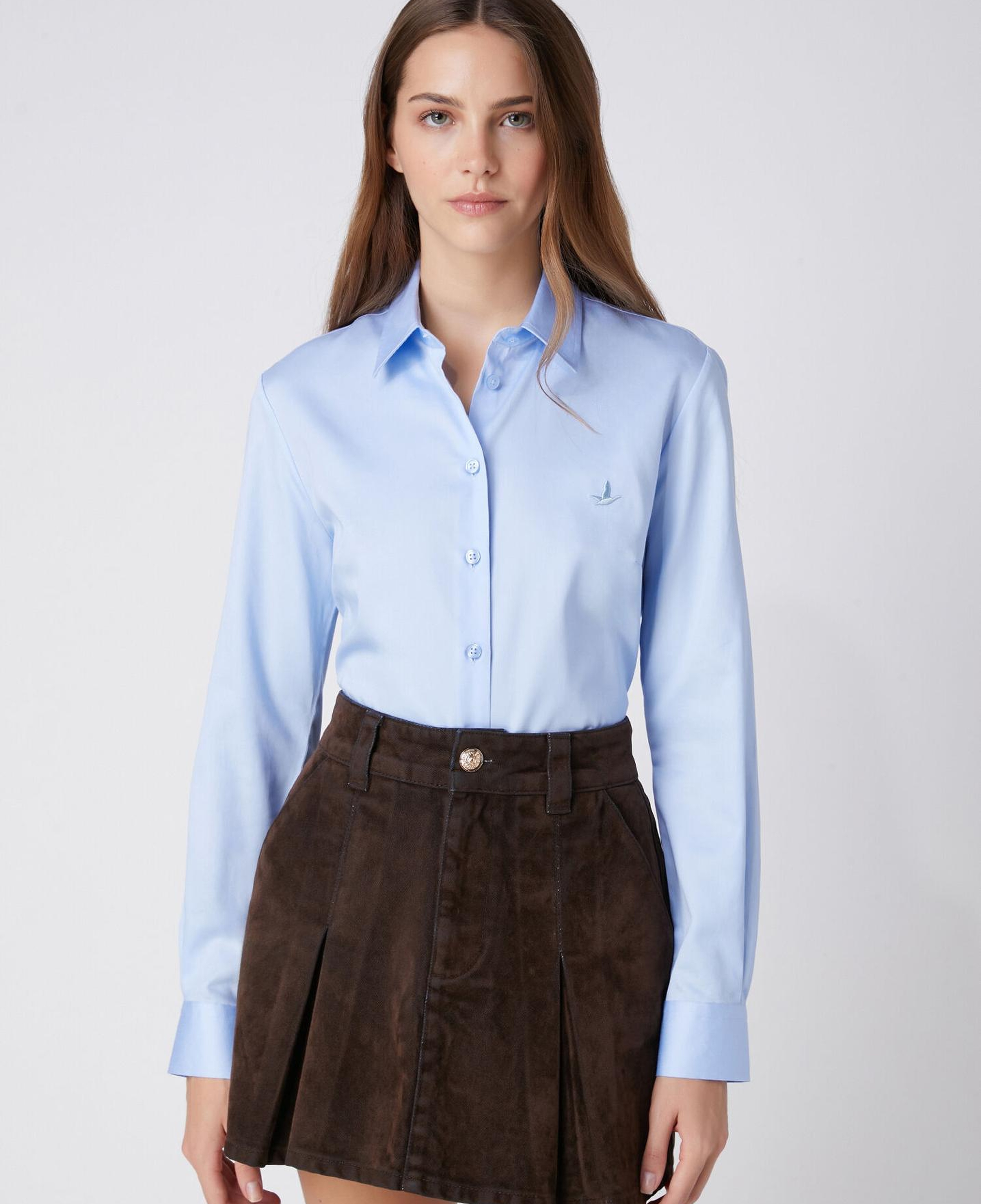 Beymen Club Kadın Slim Fit Non-Iron Mavi Gömlek