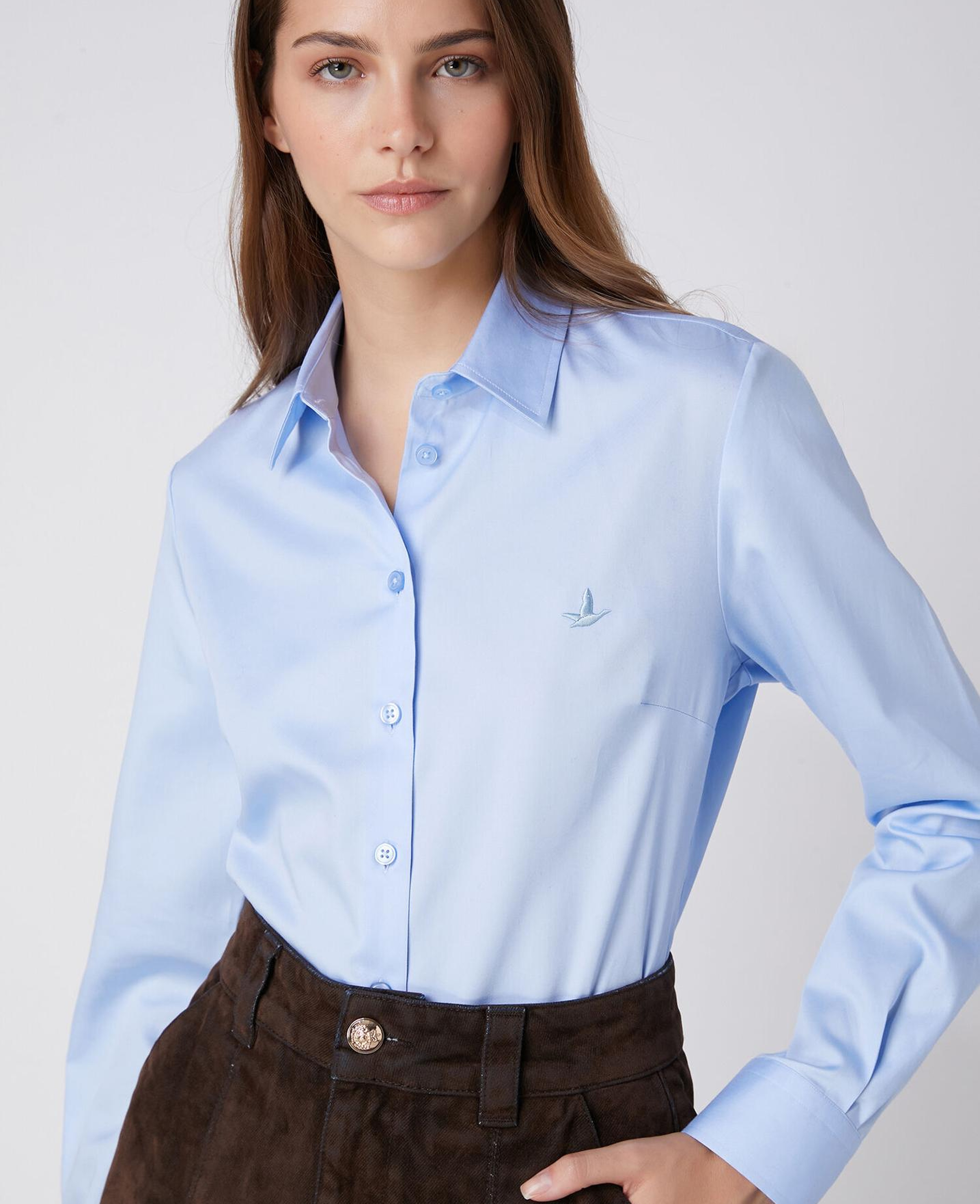Beymen Club Kadın Slim Fit Non-Iron Mavi Gömlek